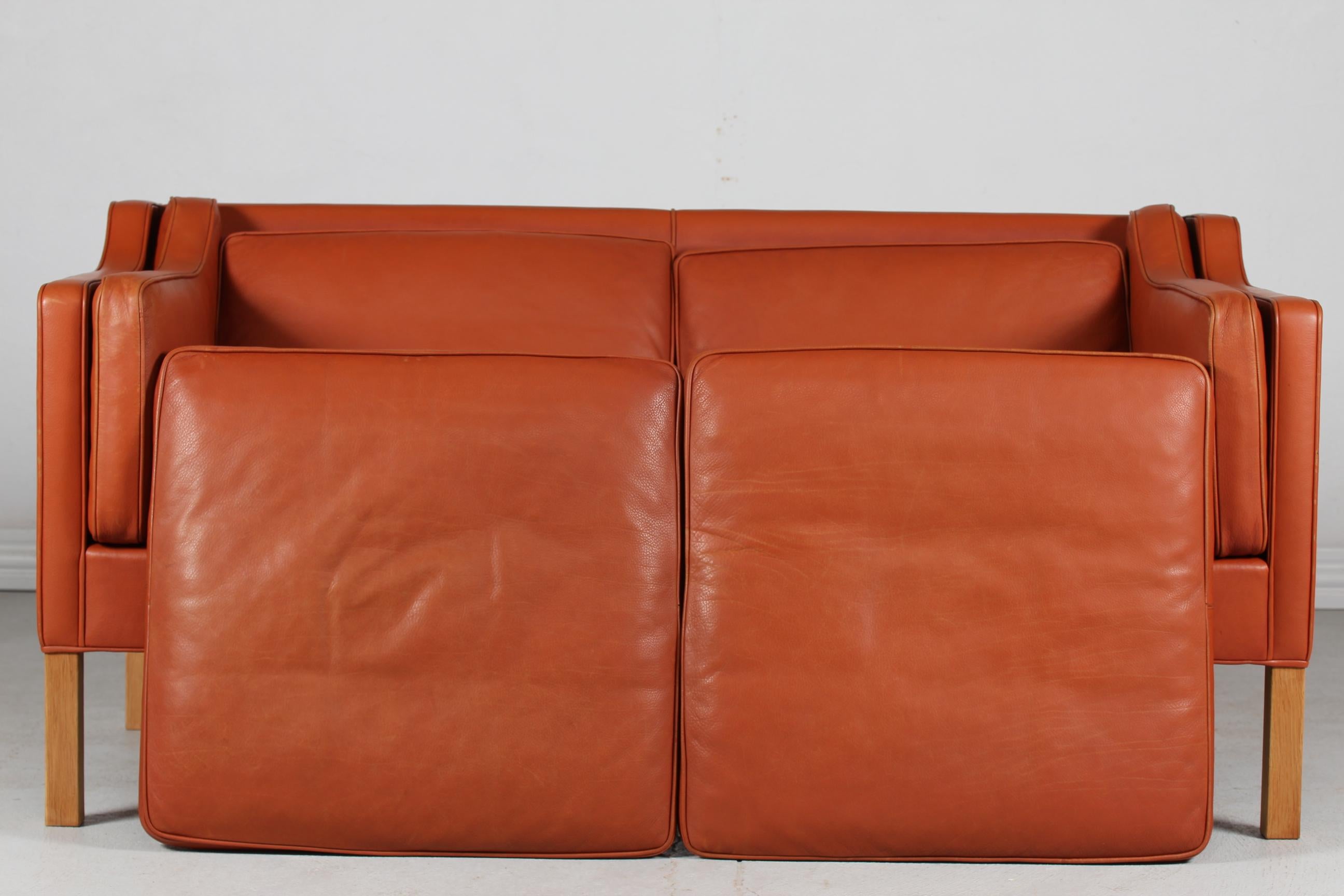 Børge Mogensen Sofa 2212 Cognac Colored Leather and Oak by Fredericia Furniture 2