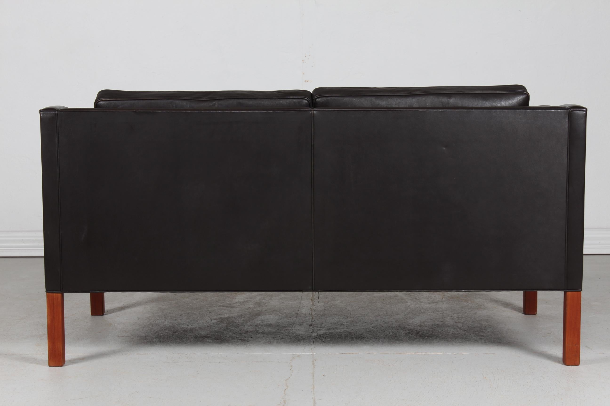 Børge Mogensen Sofa 2212 Dark Mocha Leather by Fredericia Stolefabrik, 1970s In Good Condition For Sale In Aarhus C, DK