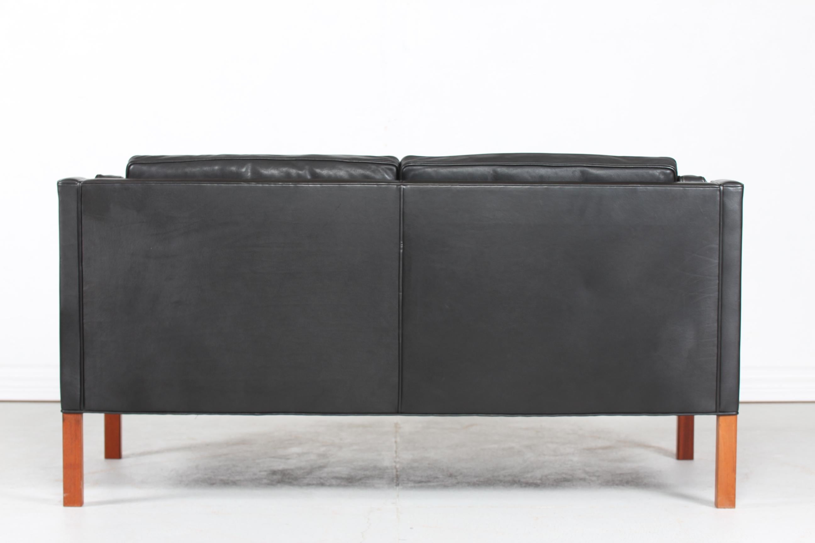 Børge Mogensen Sofa 2212 with Black Leather by Fredericia Stolefabrik, 1981 1