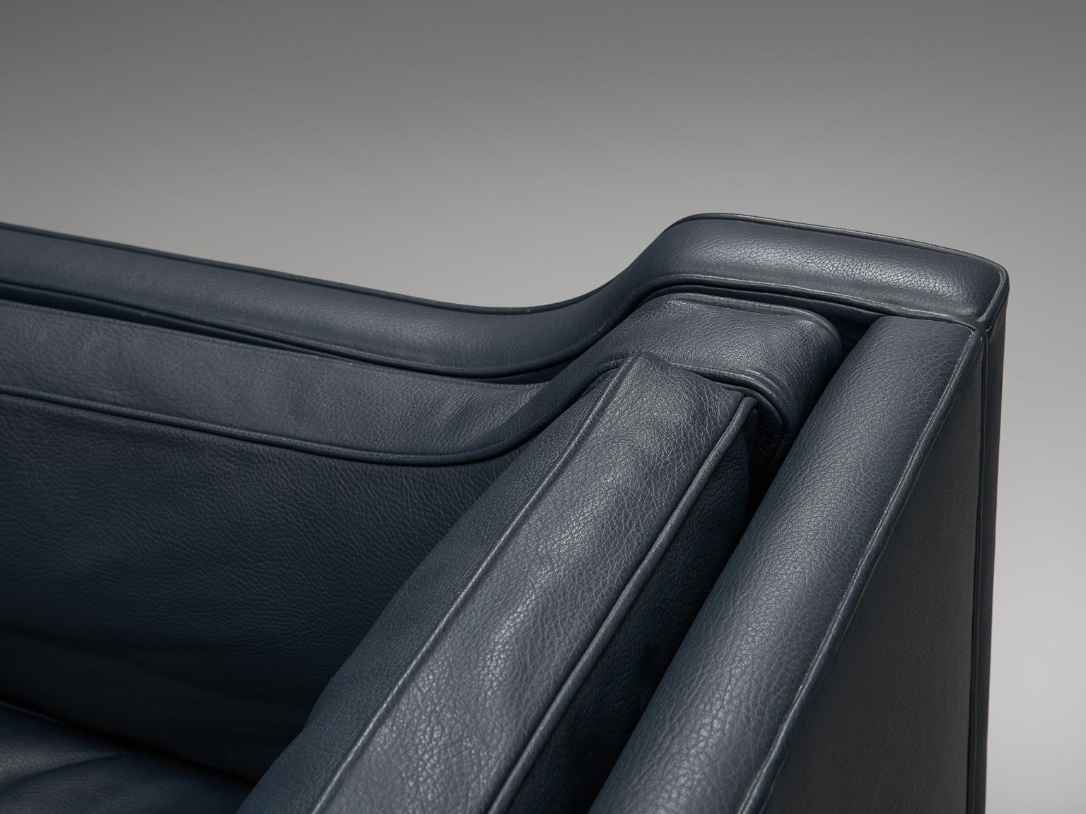 Danish Børge Mogensen Sofa in Navy Leather