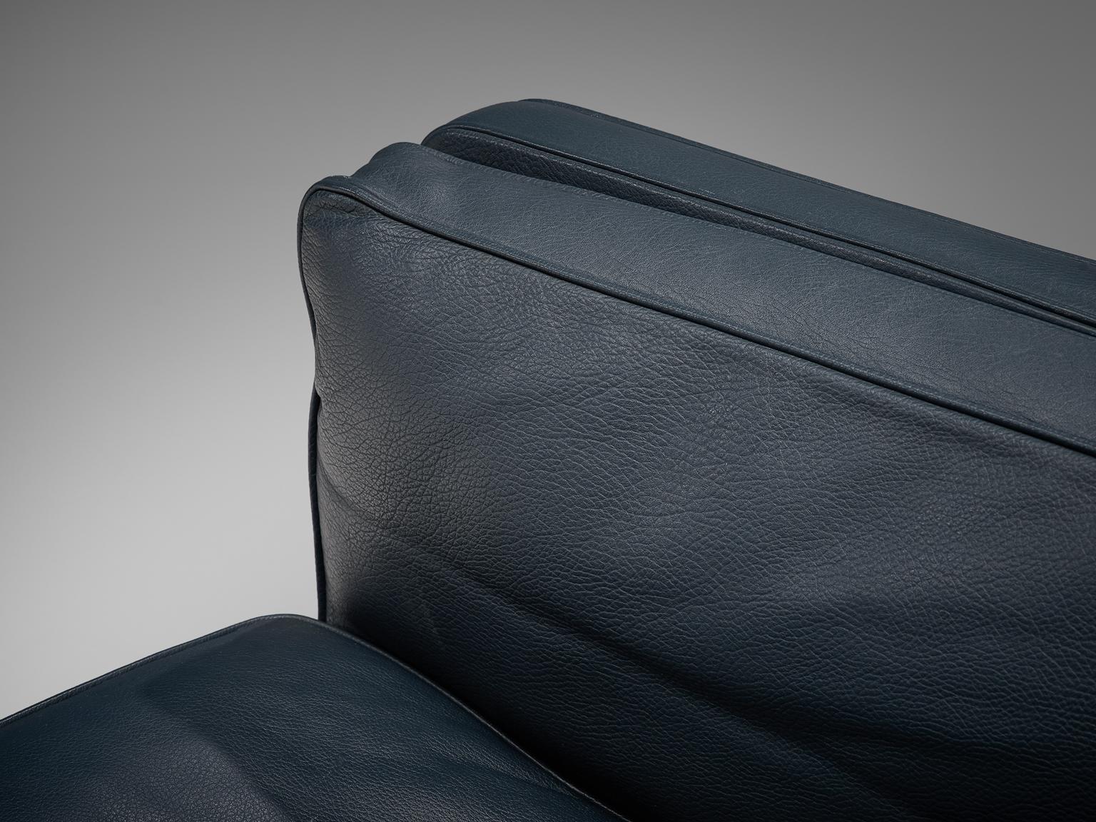 Stained Børge Mogensen Sofa in Navy Leather
