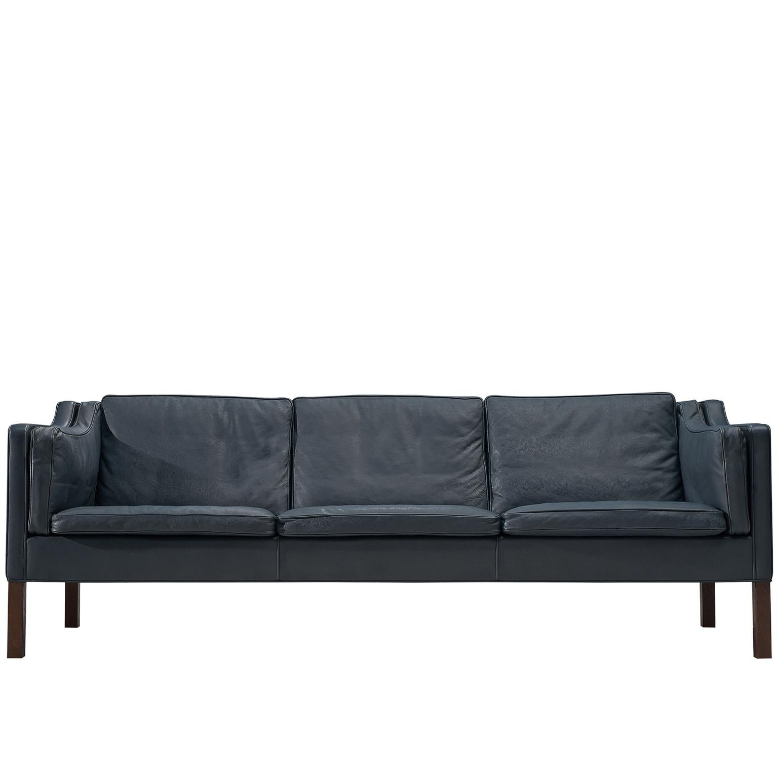 Børge Mogensen Sofa in Navy Leather