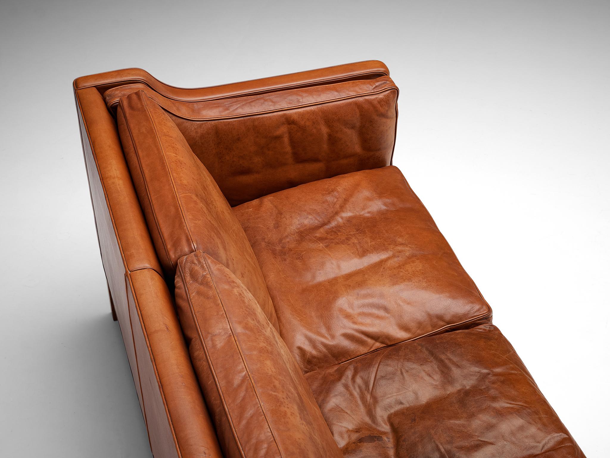 Mid-20th Century Børge Mogensen Sofa Model 2213 in Cognac Leather