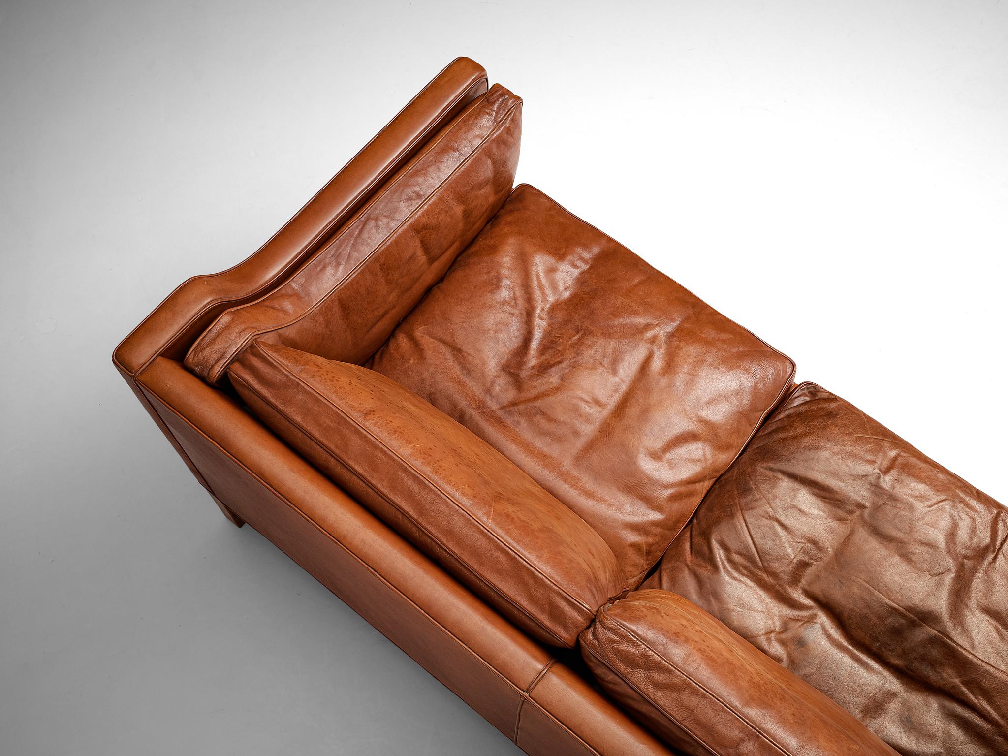 Børge Mogensen Sofa Model 2213 in Cognac Leather 2