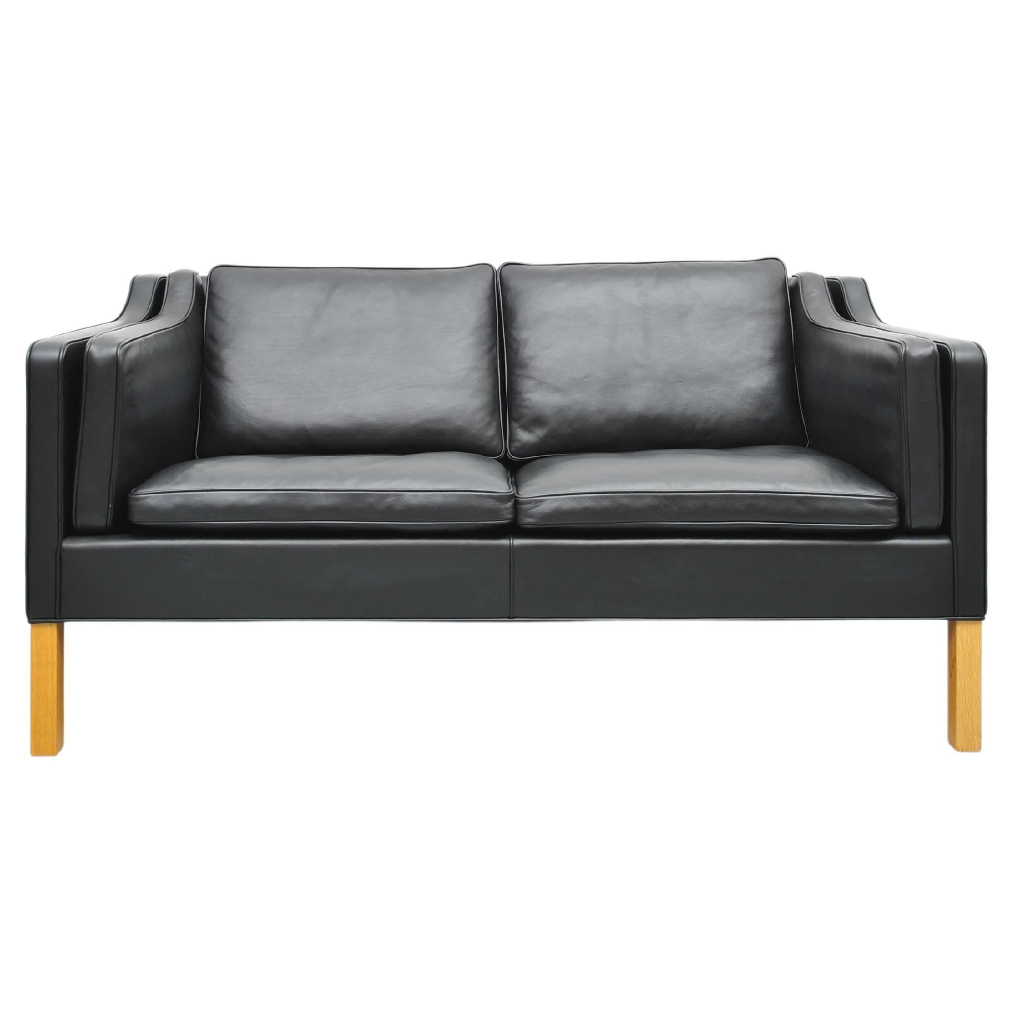 BØRGE MOGENSEN SOFA MODELL 2212 Mid Century black Leather tow seater  For Sale