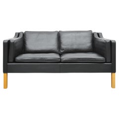 Børge Mogensen SOFA MODELL 2212 Mid Century cuir noir deux places 