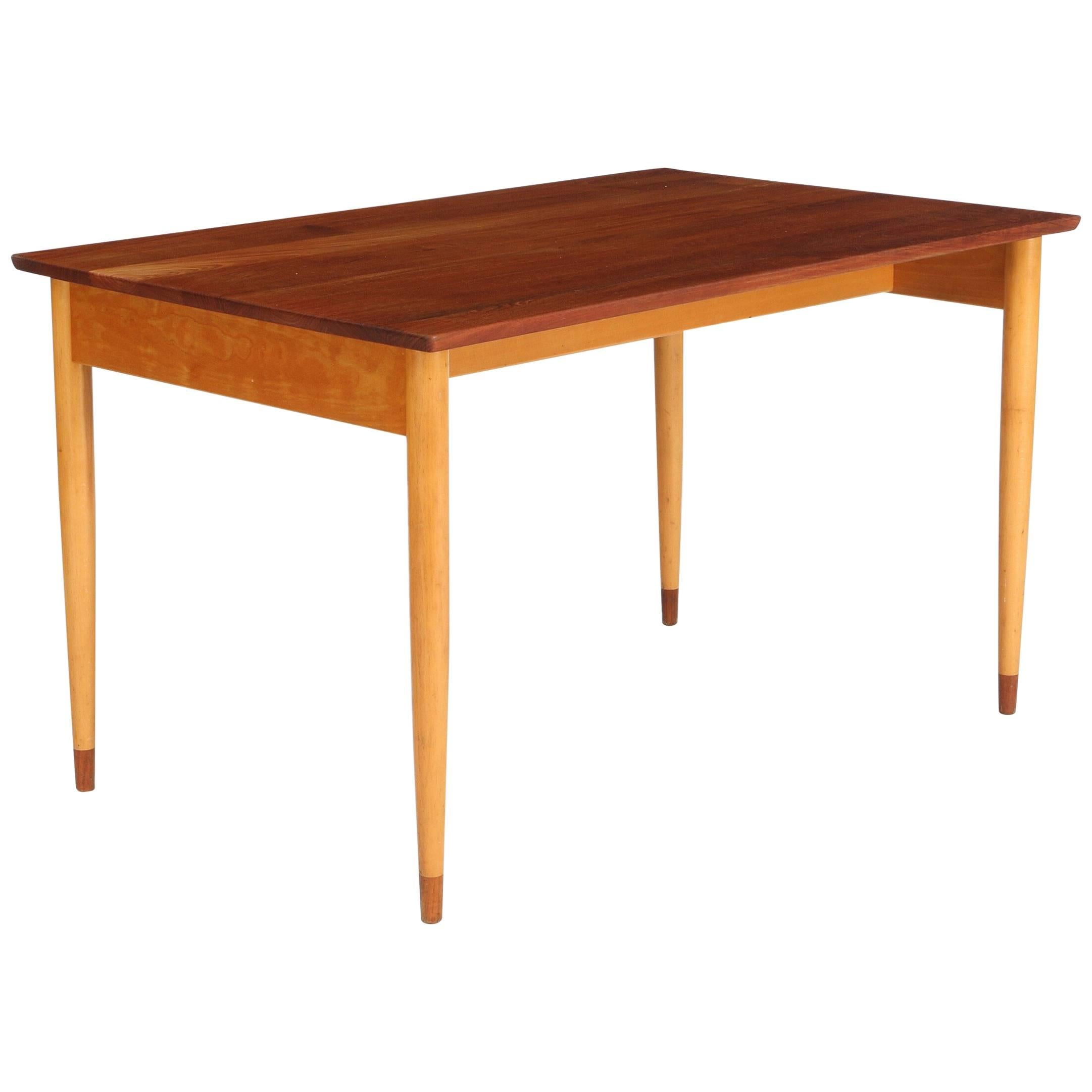 Børge Mogensen Solid Teak and Beech Table Made by CM Madsen in May, 1957 For Sale