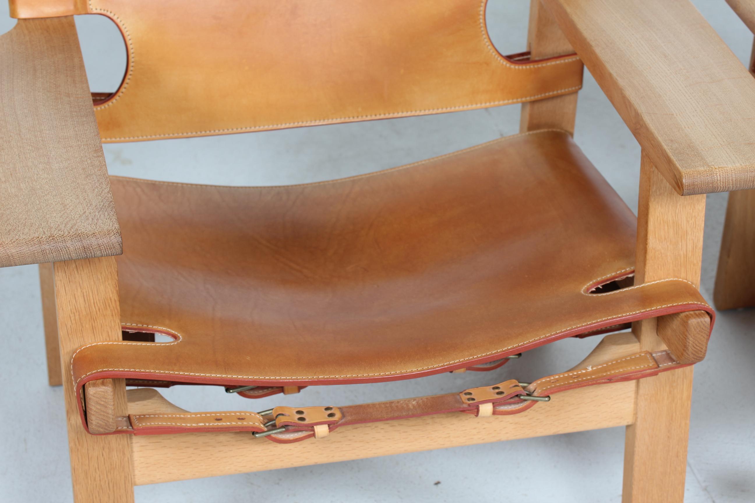 Børge Mogensen Spanish Chair 2226 Oak with Cognac Leather, Fredericia Furniture In Good Condition In Aarhus C, DK