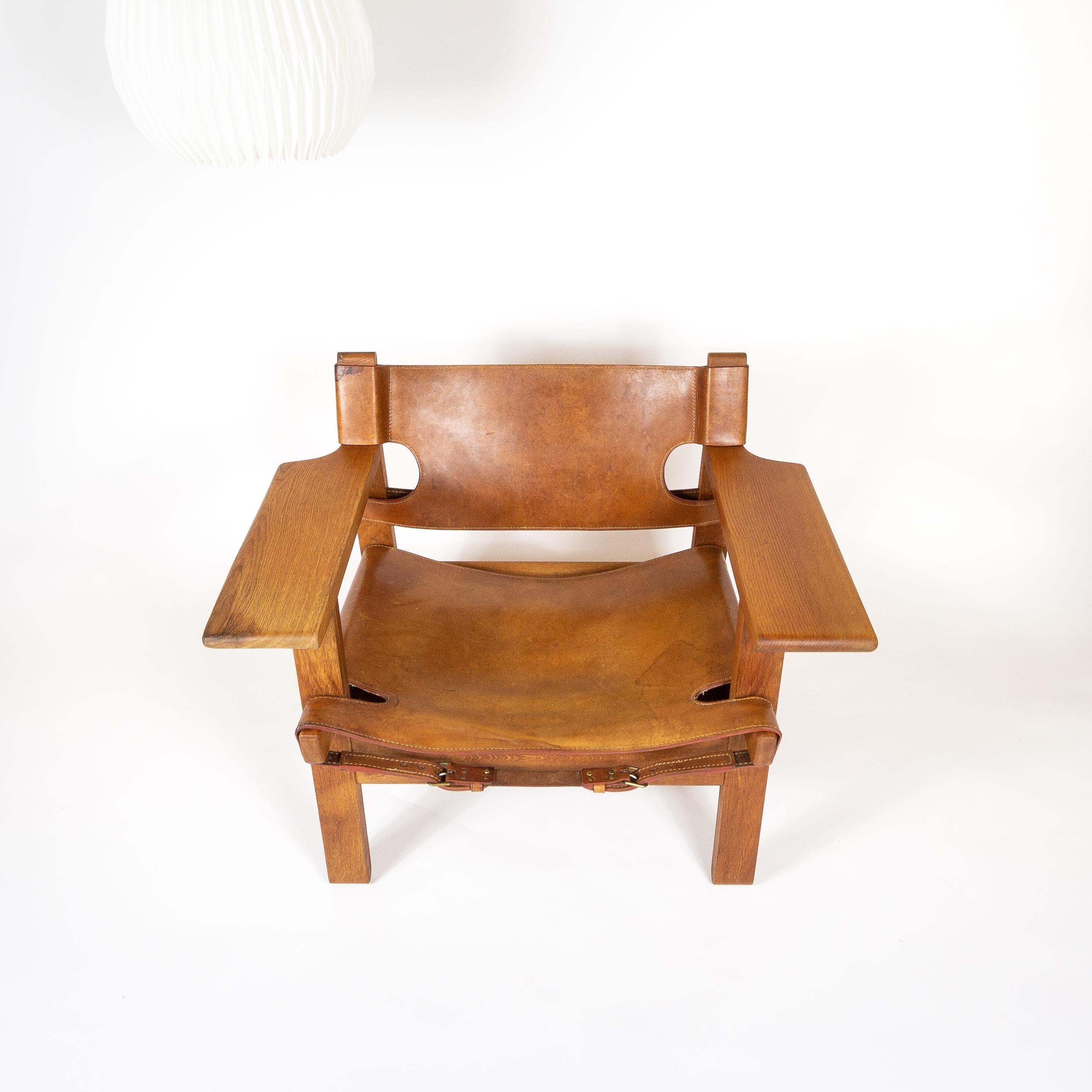 Leather Børge Mogensen Spanish Chair, Denmark, 1960s