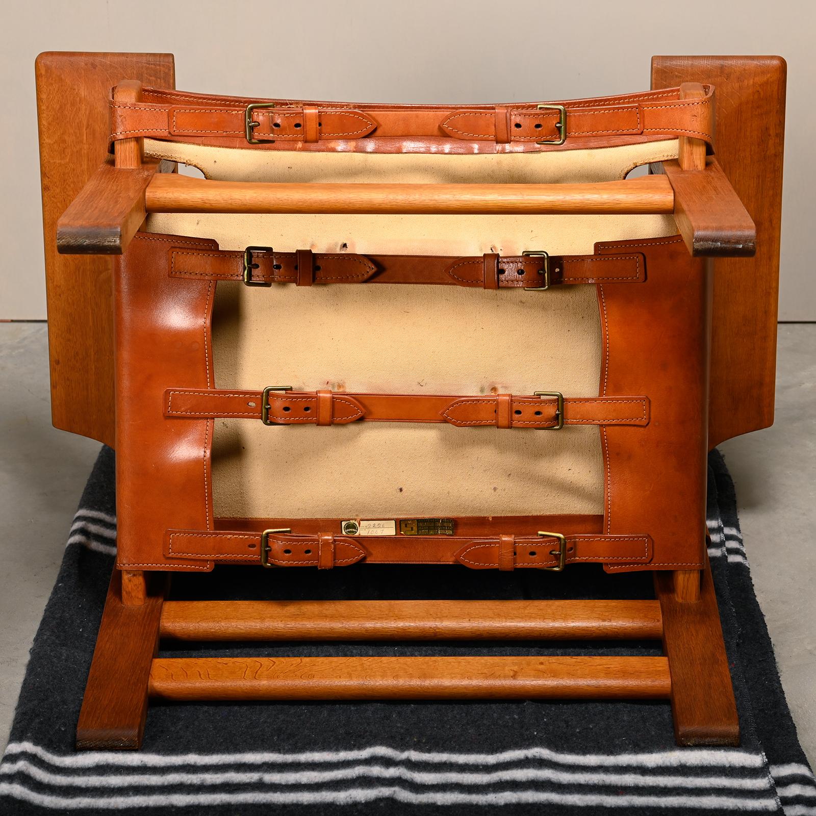 Børge Mogensen Spanischer Stuhl in Cognac Leder und Oak für Fredericia, 1967 im Angebot 13