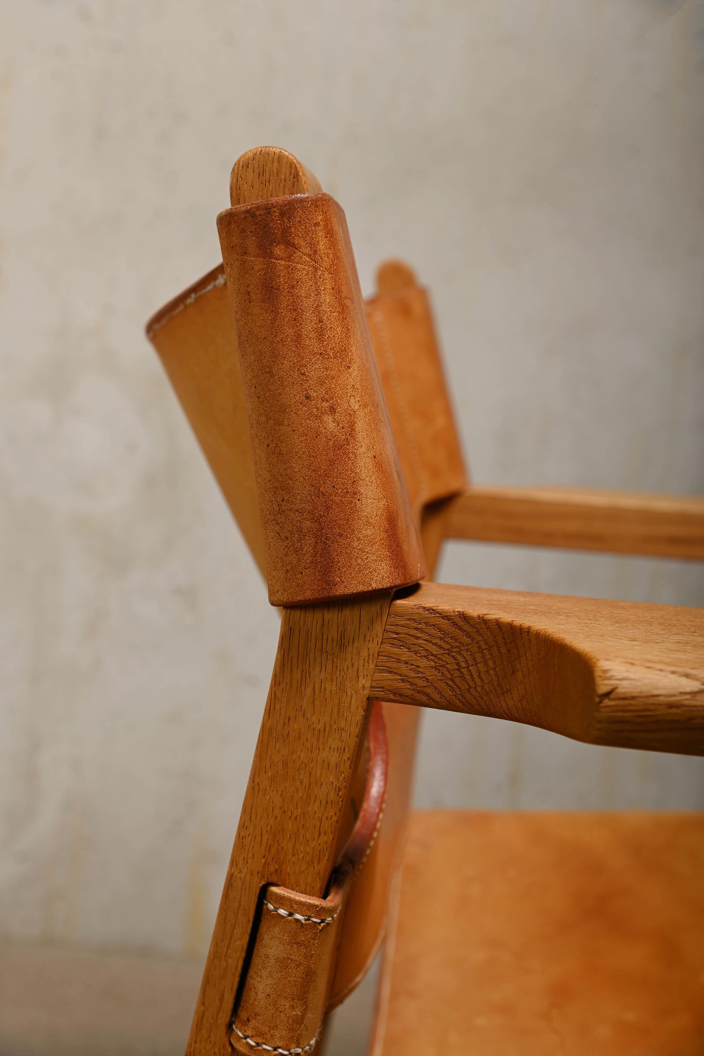 Børge Mogensen Spanish Chair in Cognac Leather and Oak for Fredericia 7