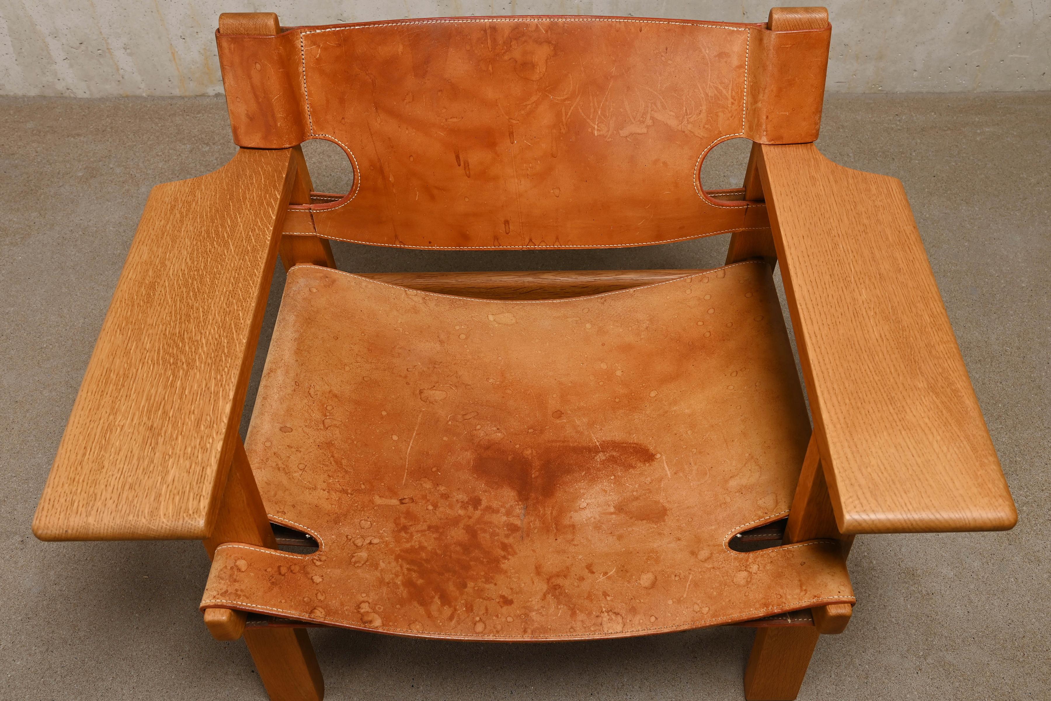 Børge Mogensen Spanish Chair in Cognac Leather and Oak for Fredericia 3