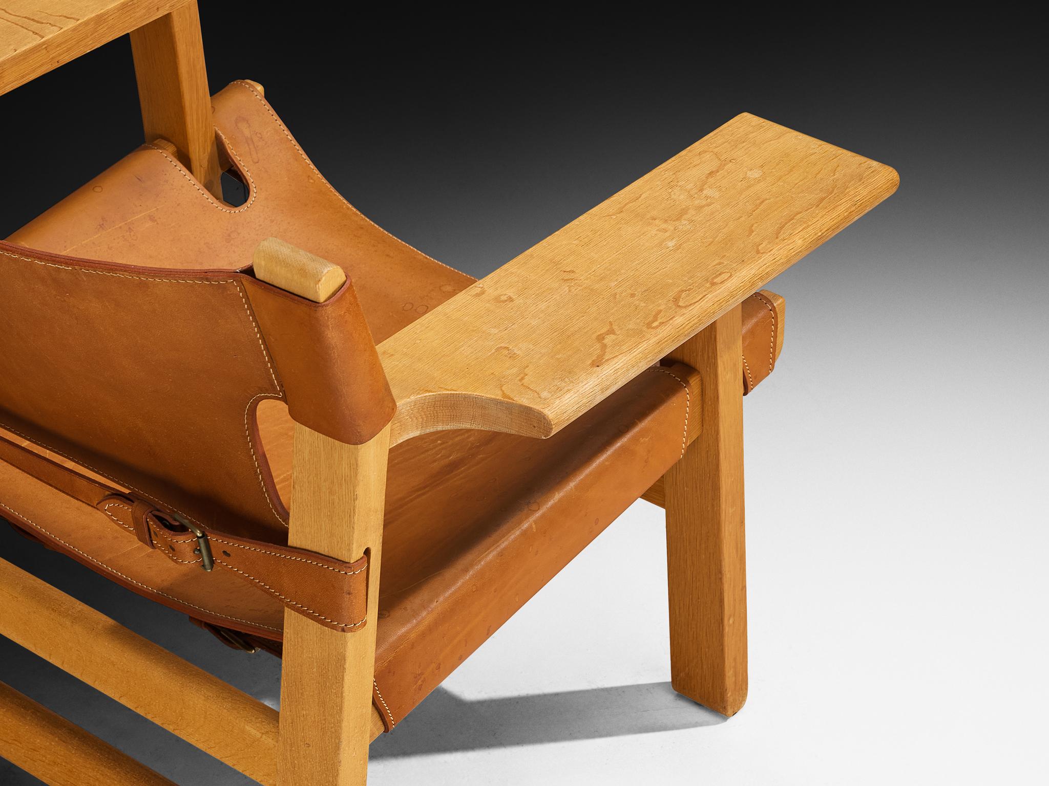 Børge Mogensen 'Spanish Chair' in Eiche und Cognac Leder im Angebot 3