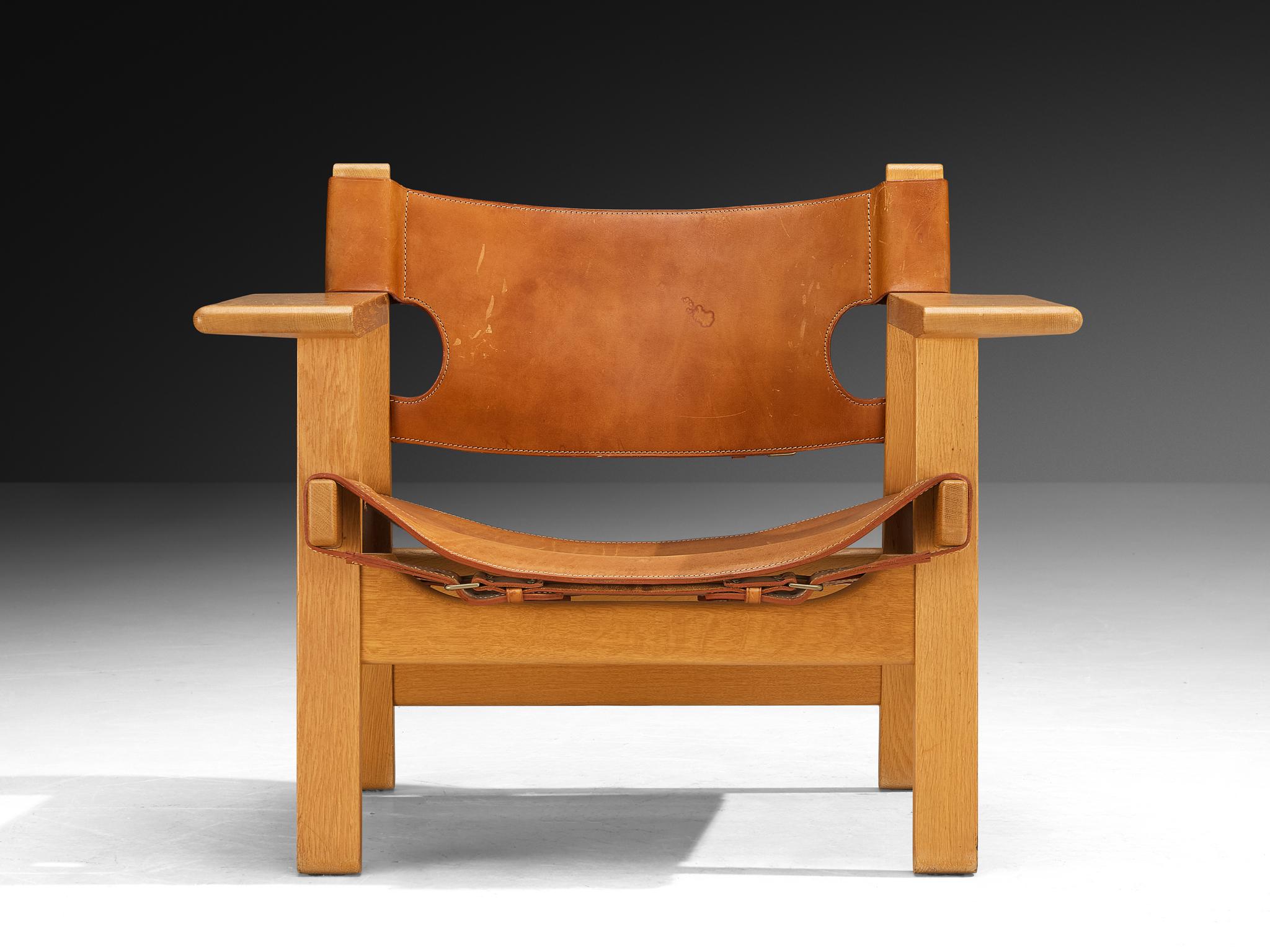 Børge Mogensen 'Spanish Chair' in Eiche und Cognac Leder (Dänisch) im Angebot