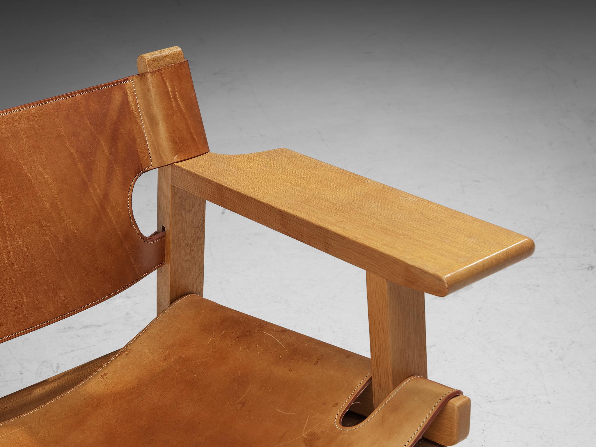 Børge Mogensen 'Spanish Chair' in Oak and Cognac Leather In Good Condition In Waalwijk, NL