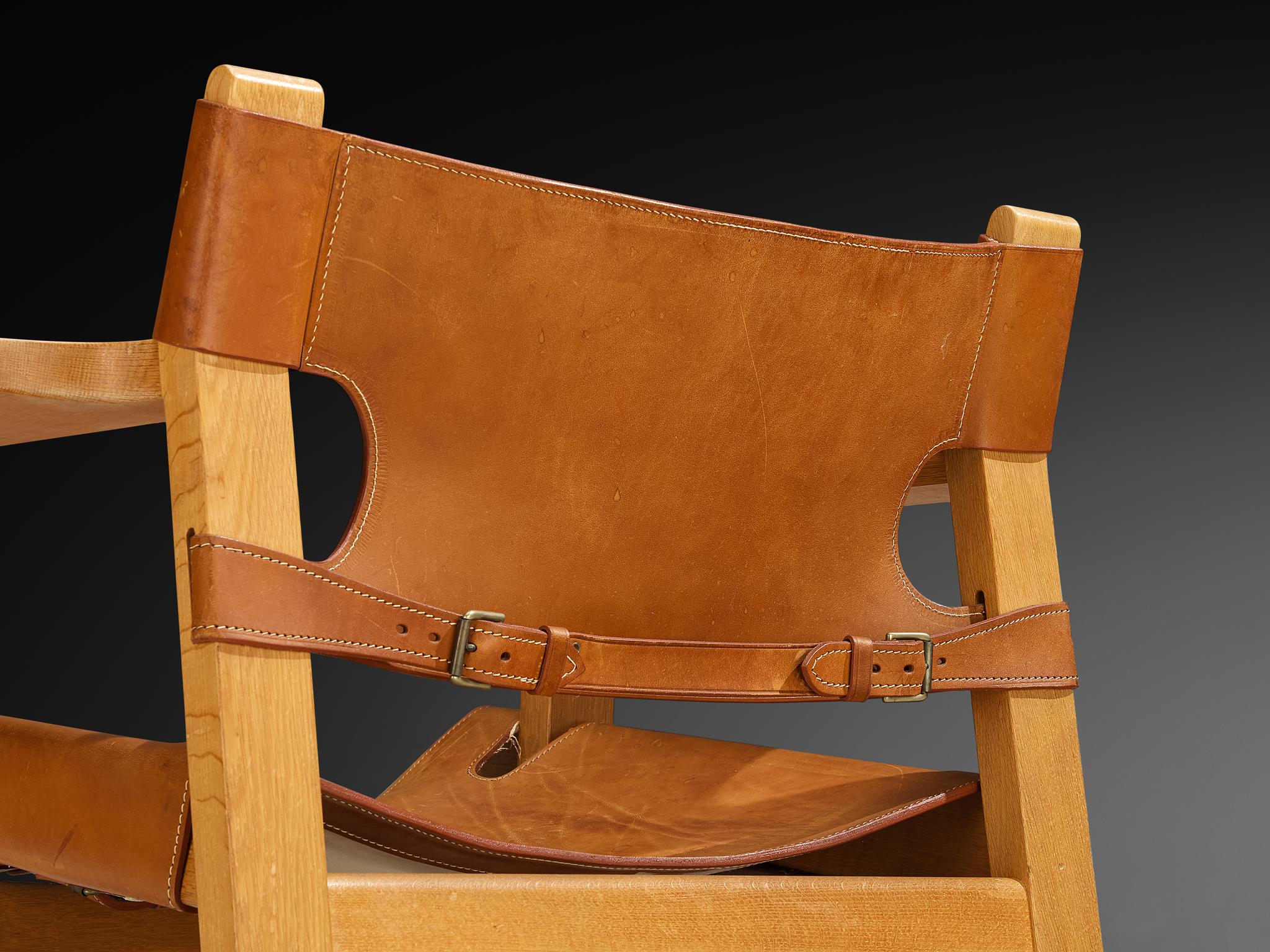 Børge Mogensen 'Spanish Chair' in Eiche und Cognac Leder im Angebot 1