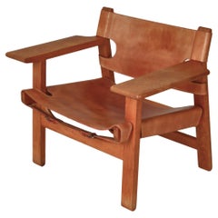 Børge Mogensen  "Spanish Chair" in Oak and Saddle Leather, Danish Modern, 1950s