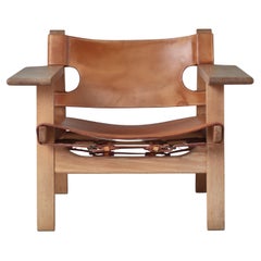 Børge Mogensen  "Spanish Chair" in Oak and Saddle Leather, Danish Modern, 1950s