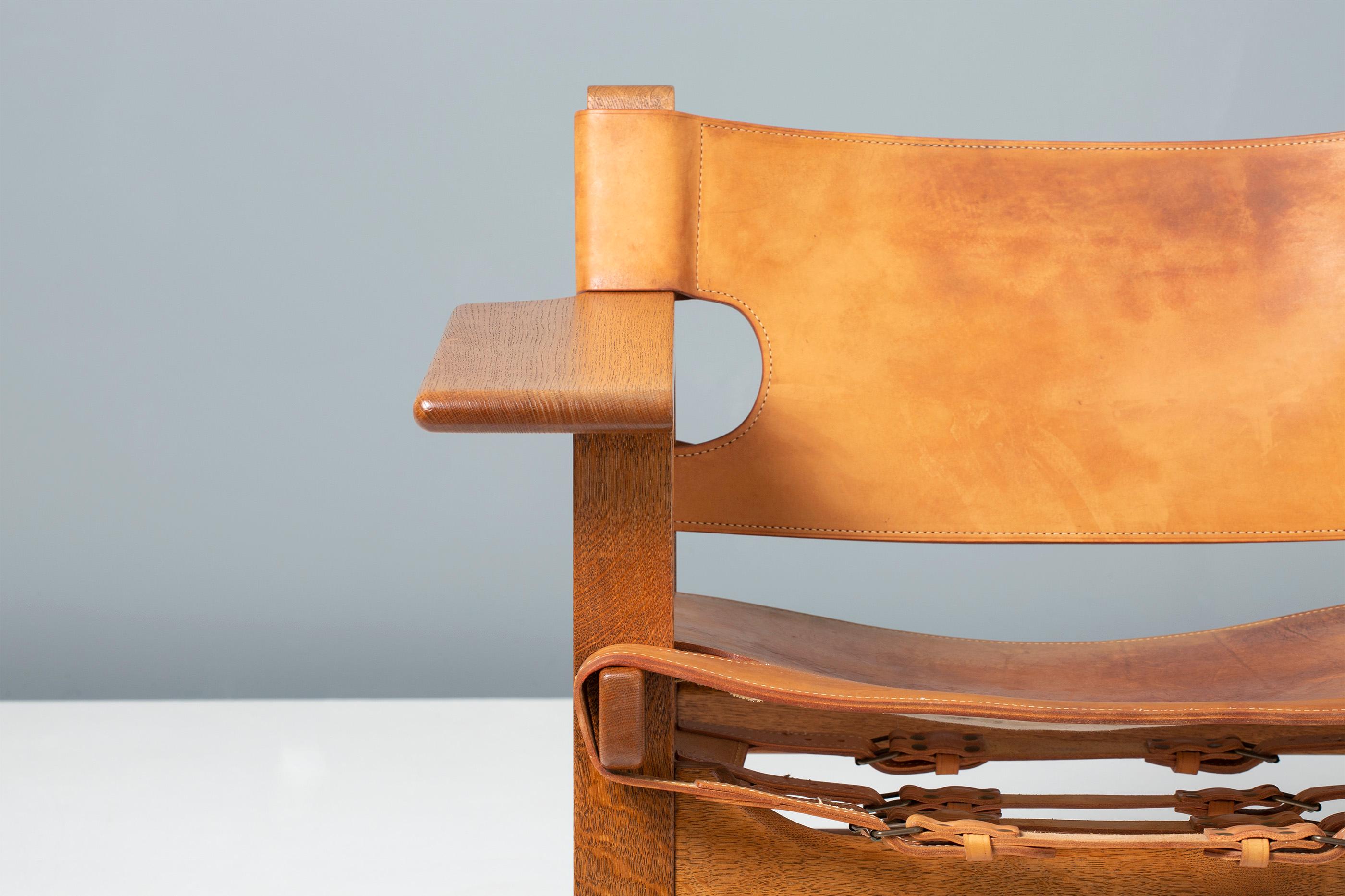 Scandinavian Modern Børge Mogensen Spanish Chair, Oak and Leather, 1958