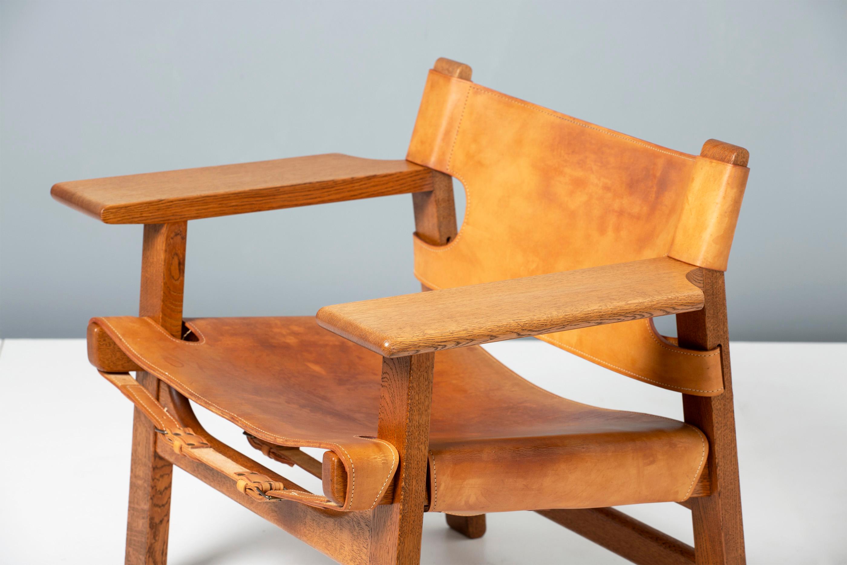 Danish Børge Mogensen Spanish Chair, Oak and Leather, 1958