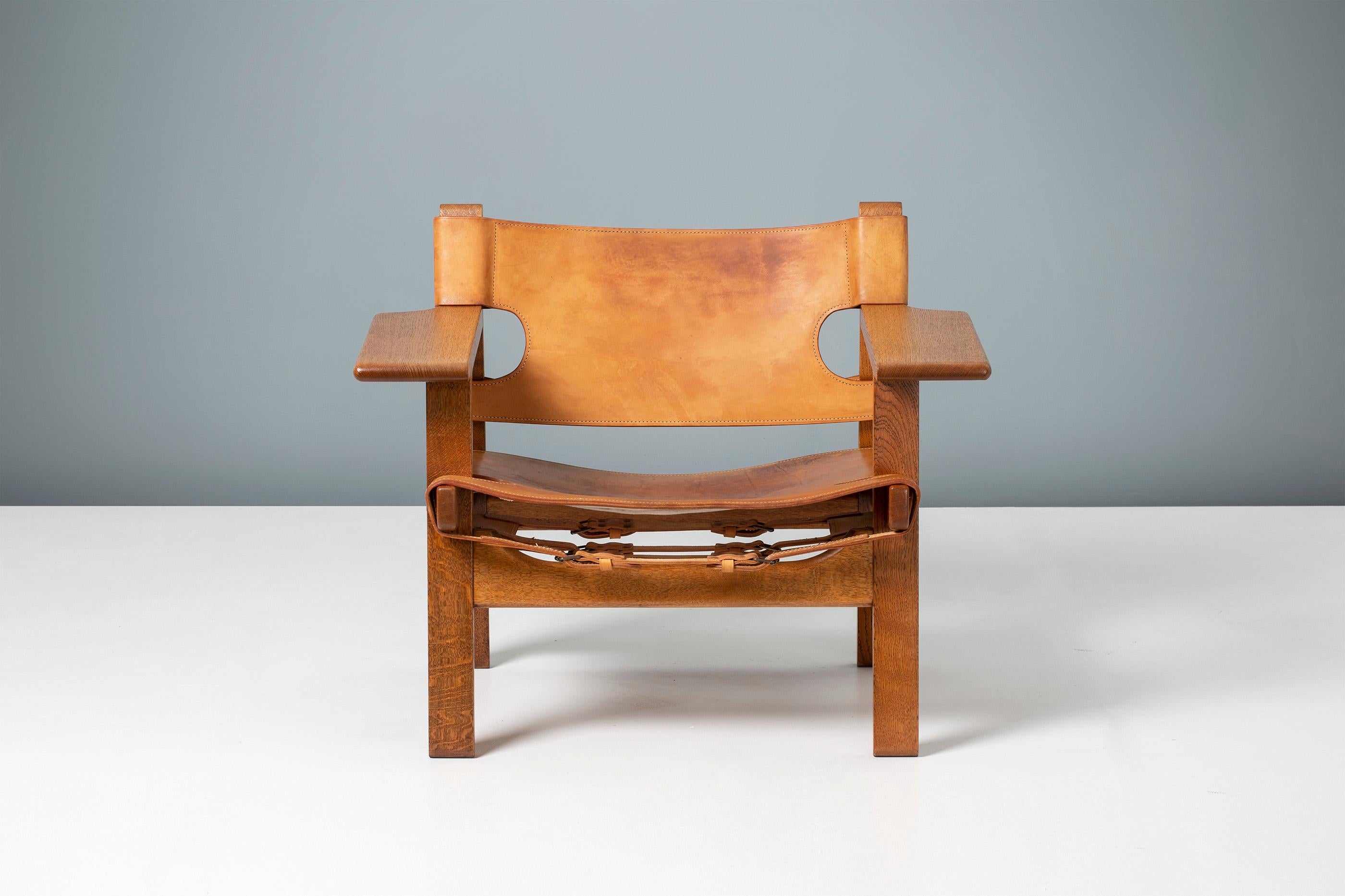 Børge Mogensen Spanish Chair, Oak and Leather, 1958 In Good Condition In London, GB