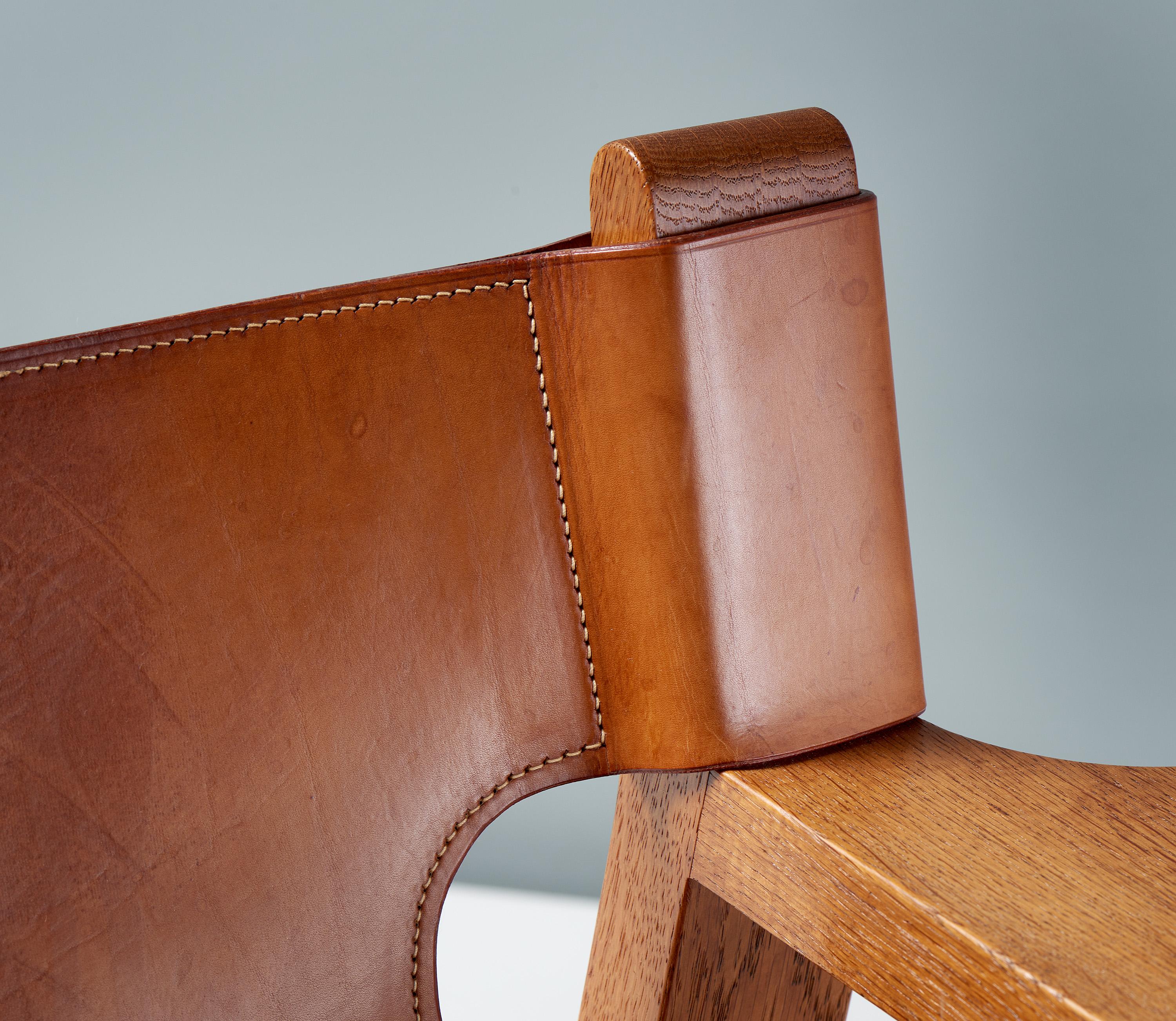 Børge Mogensen Spanish Chair, Oak and Leather, 1958 In Good Condition For Sale In London, GB
