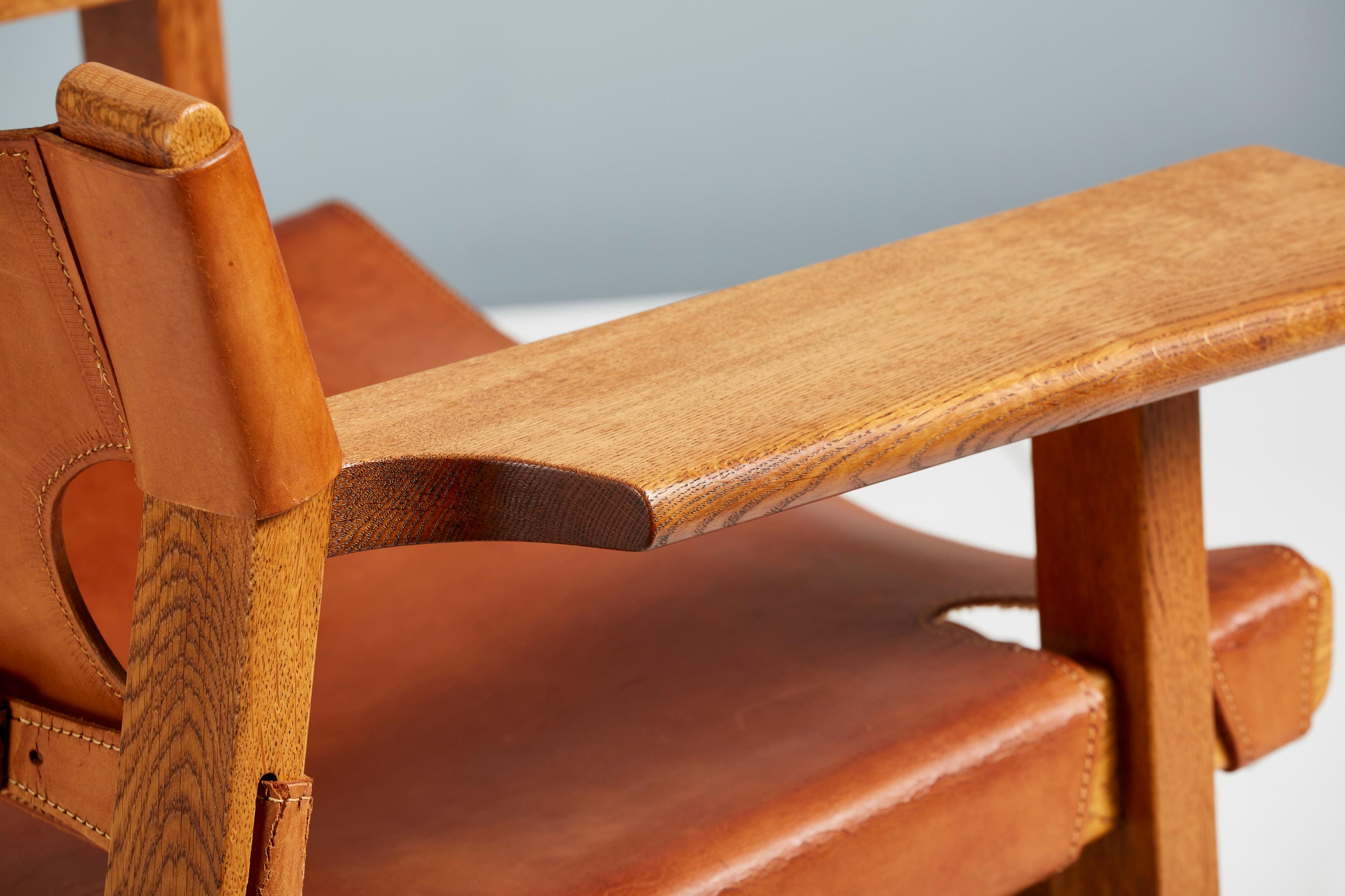 Mid-20th Century Børge Mogensen Spanish Chair, Oak and Leather, 1958