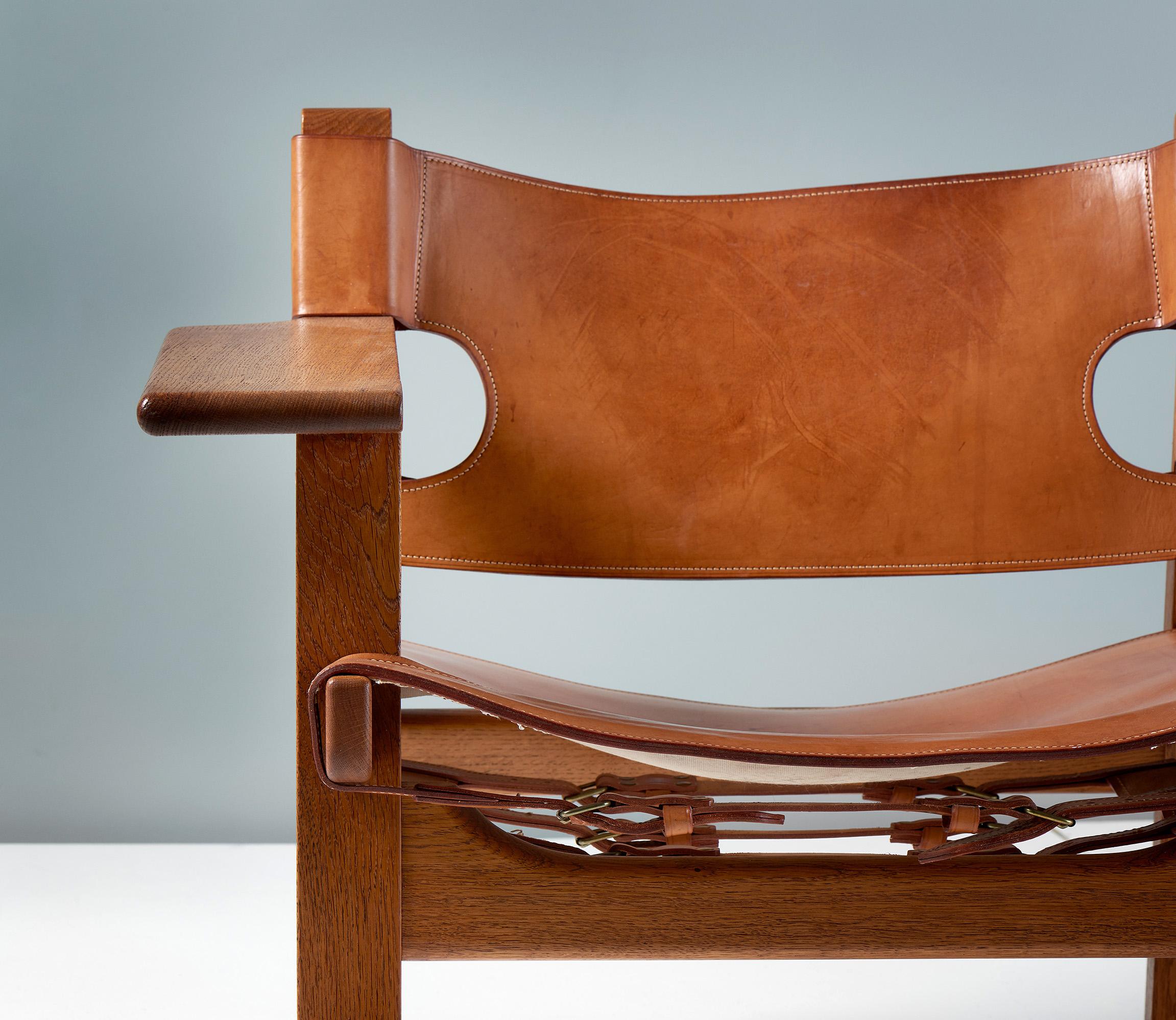Cuir Chaise espagnole de Børge Mogensen, chêne et cuir, 1958 en vente