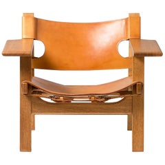 Spanischer Stuhl von Spanish Chair, Eiche und Leder, Mogensen, 1958