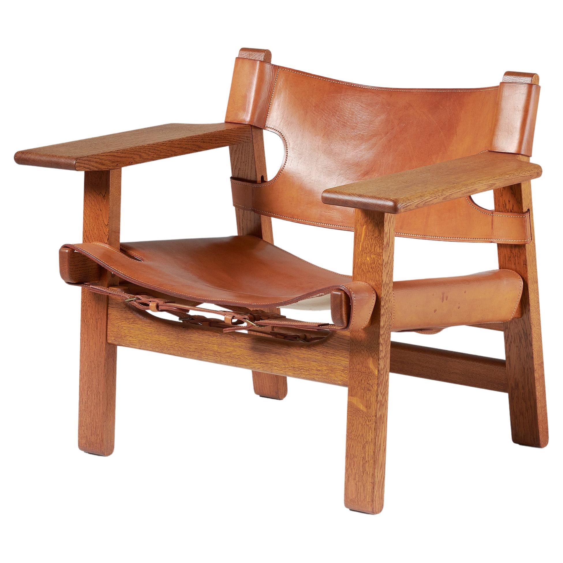 Børge Mogensen Spanish Chair, Oak and Leather, 1958 For Sale