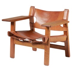 Antique Børge Mogensen Spanish Chair, Oak and Leather, 1958