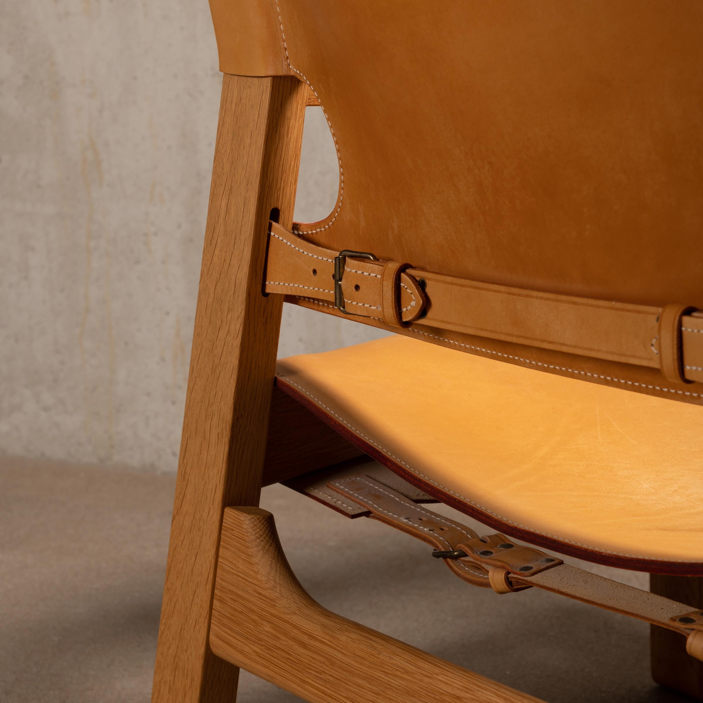 Børge Mogensen Spanish Chair Set in Naturel Leder und Oak für Fredericia im Angebot 6