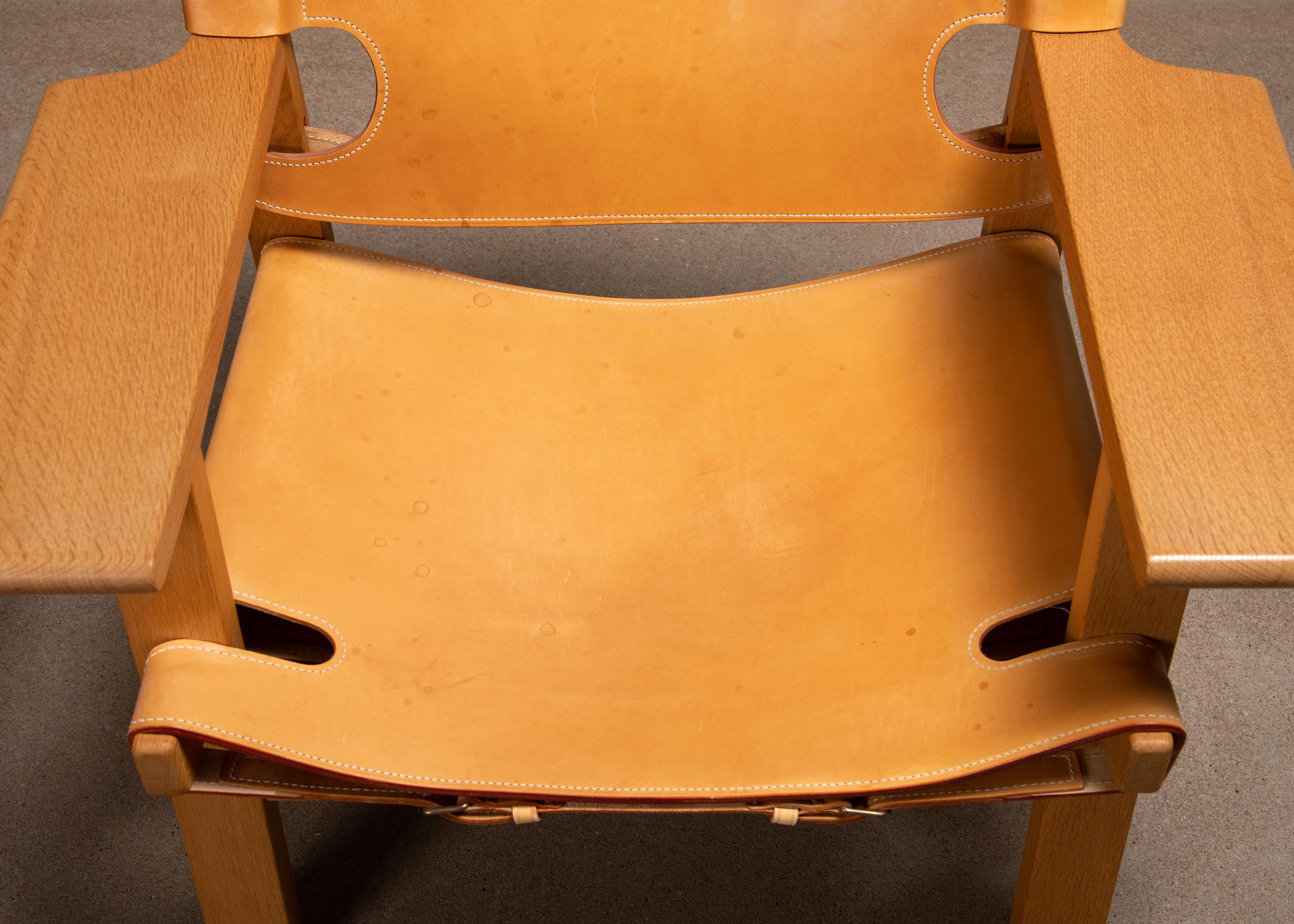 Børge Mogensen Spanish Chair Set in Naturel Leder und Oak für Fredericia im Angebot 10