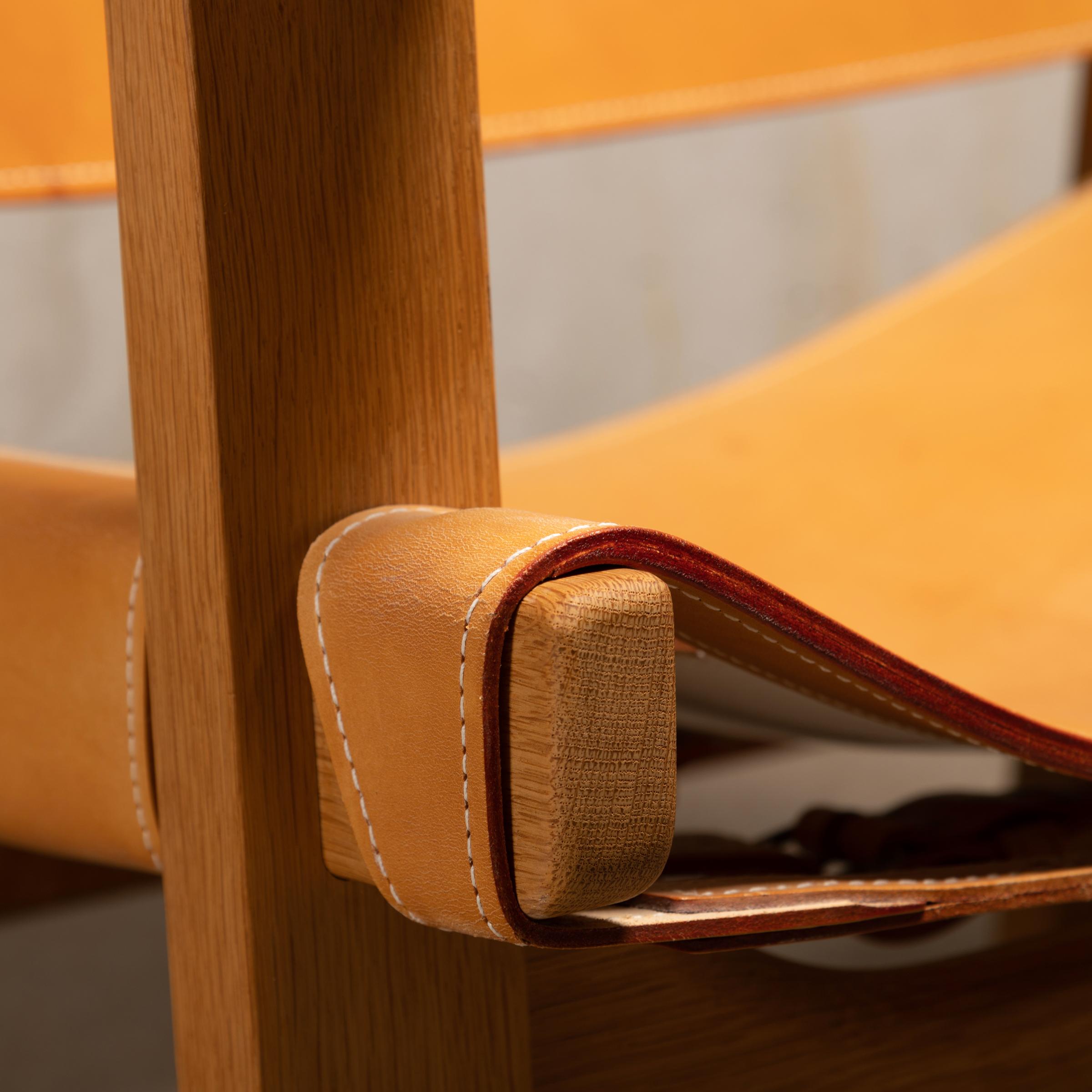 Børge Mogensen Spanish Chair Set in Naturel Leder und Oak für Fredericia im Angebot 12
