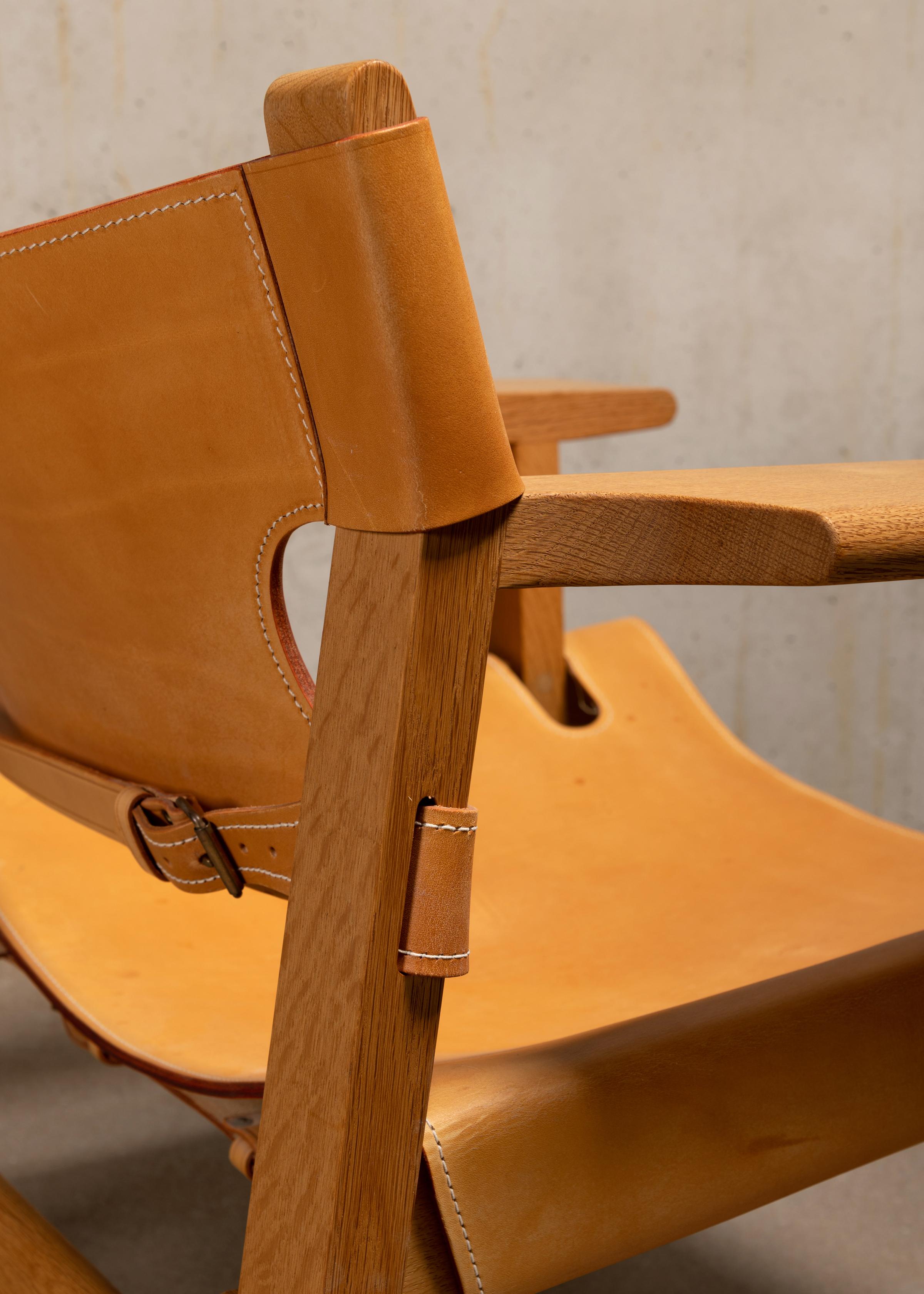 Børge Mogensen Spanish Chair Set in Naturel Leder und Oak für Fredericia im Angebot 13