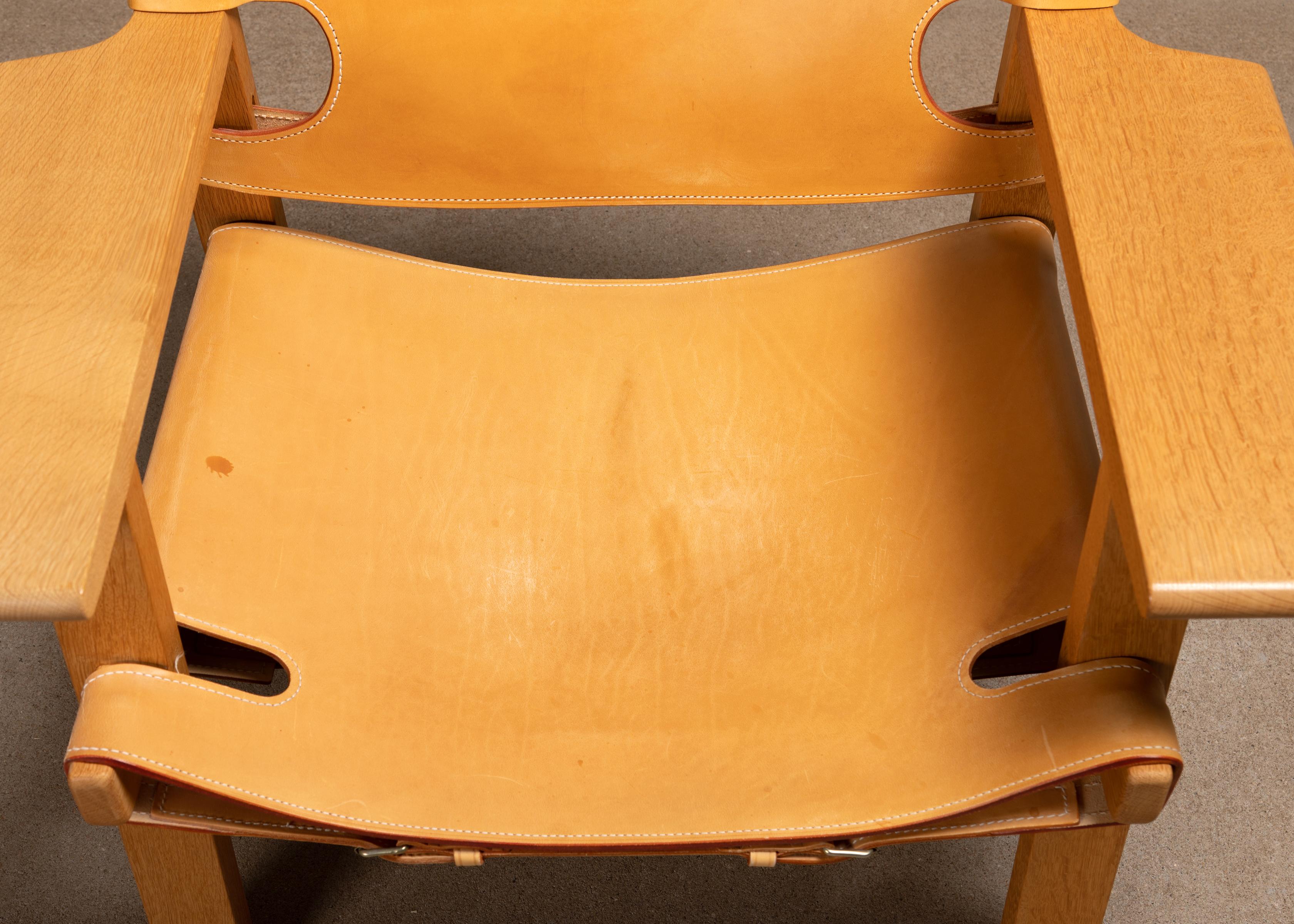 Ensemble de chaises espagnoles Børge Mogensen en cuir naturel et Oak pour Fredericia en vente 1