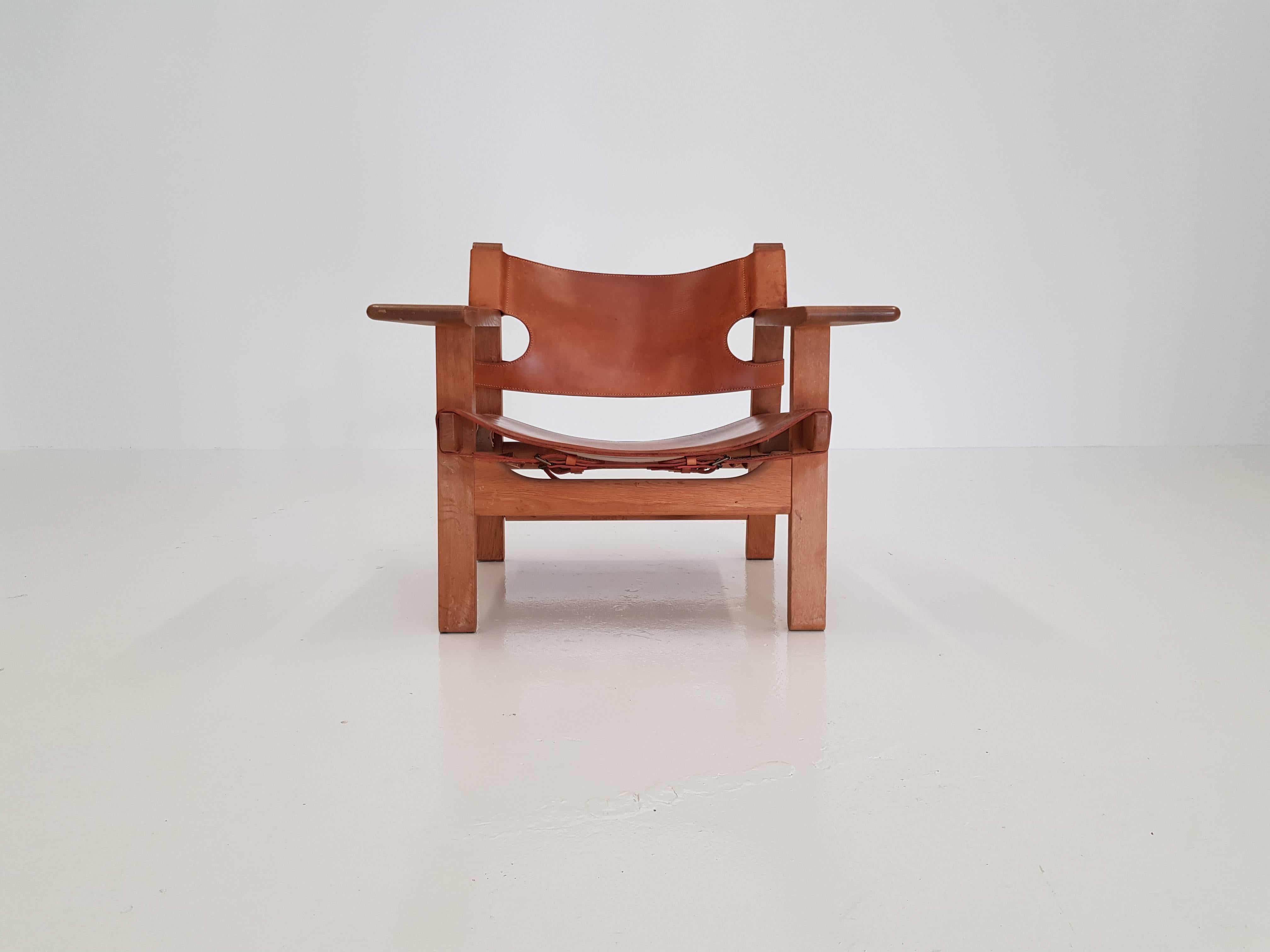 Leather Børge Mogensen Spanish Chair, Designed 1958, Produced by Fredericia Stolefabrik