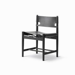 Børge Mogensen Spanish Dining Chair Black Leather Black Oak for Fredericia