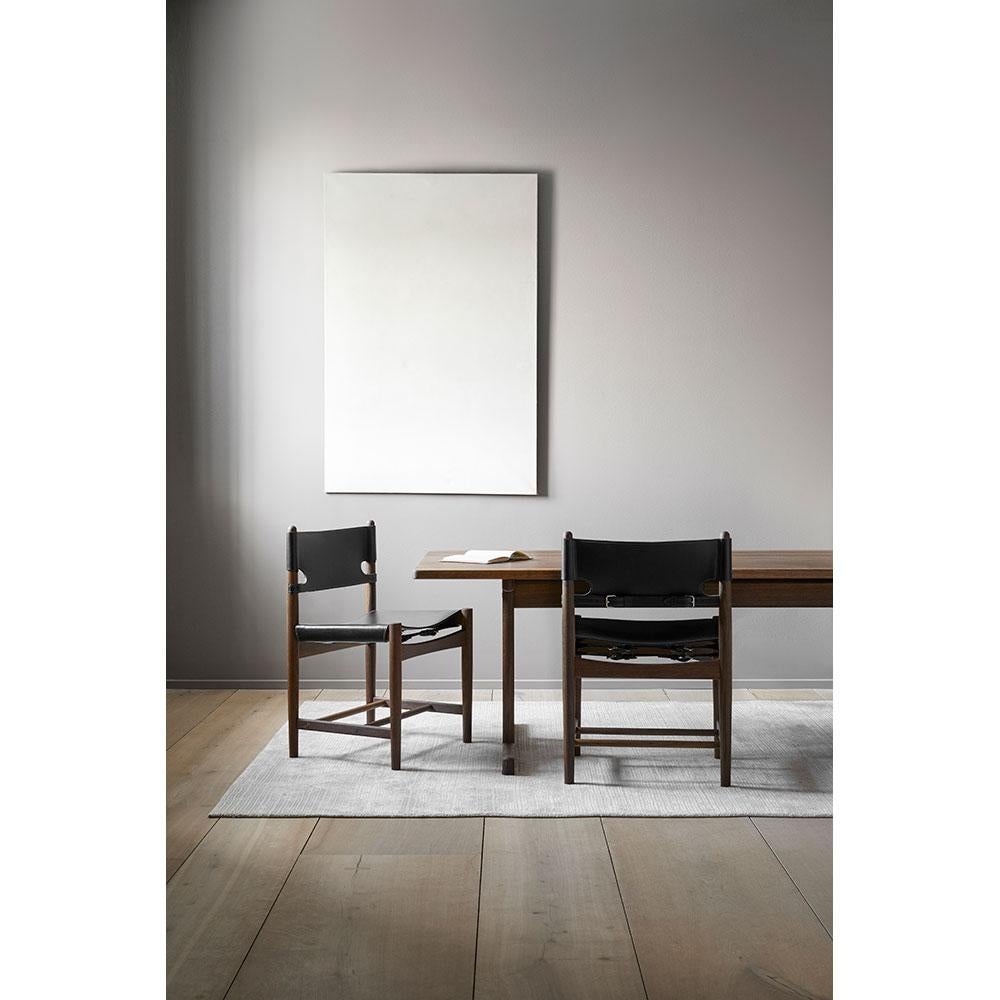 Moderne Børge Mogensen Chaise de salle à manger espagnole Cuir noir Chêne noir pour Fredericia en vente