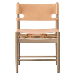 Børge Mogensen Silla de comedor española Piel de sillín natural para Fredericia