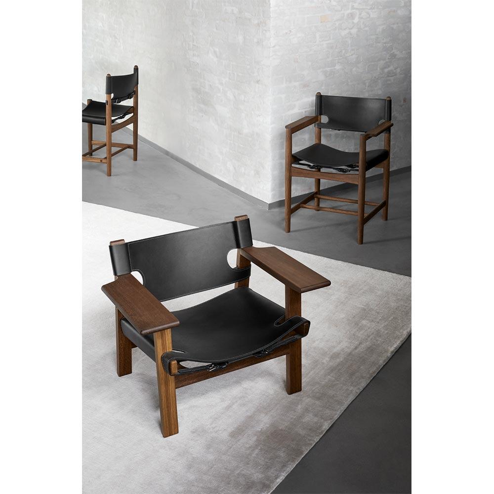 Børge Mogensen Silla de salón española Piel negra Roble negro para Fredericia Lacado en venta