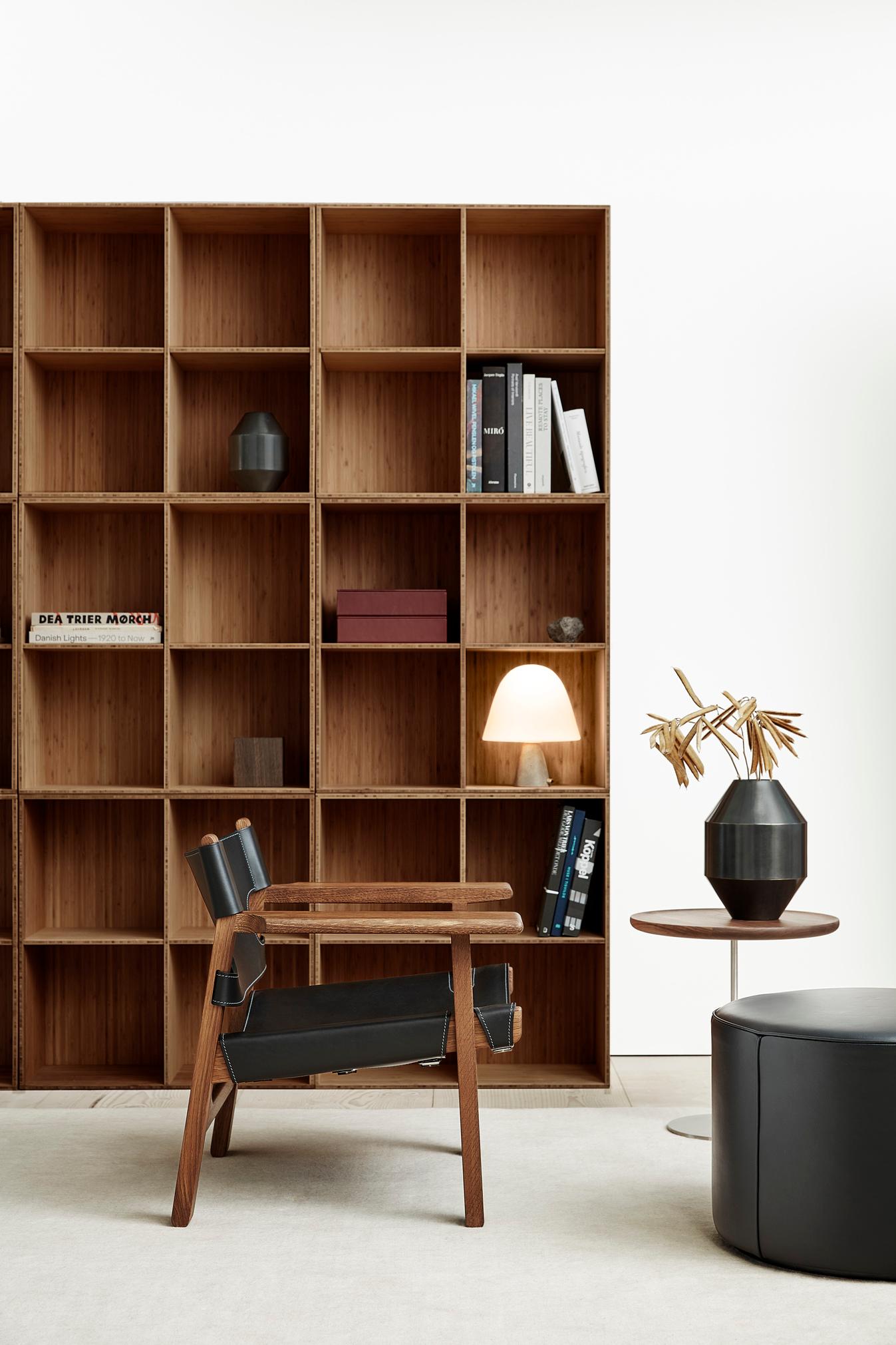 Børge Mogensen Silla de salón española Piel negra Roble negro para Fredericia en Nuevo estado para la venta en New York, NY