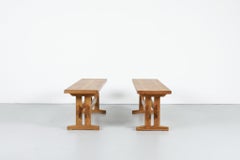 Børge Mogensen Style Blonde Pine Trestle Benches