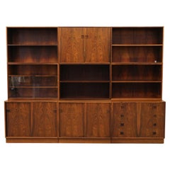 Børge Mogensen Style Danish Mid-Century Rosewood Three Section Shelving Unit