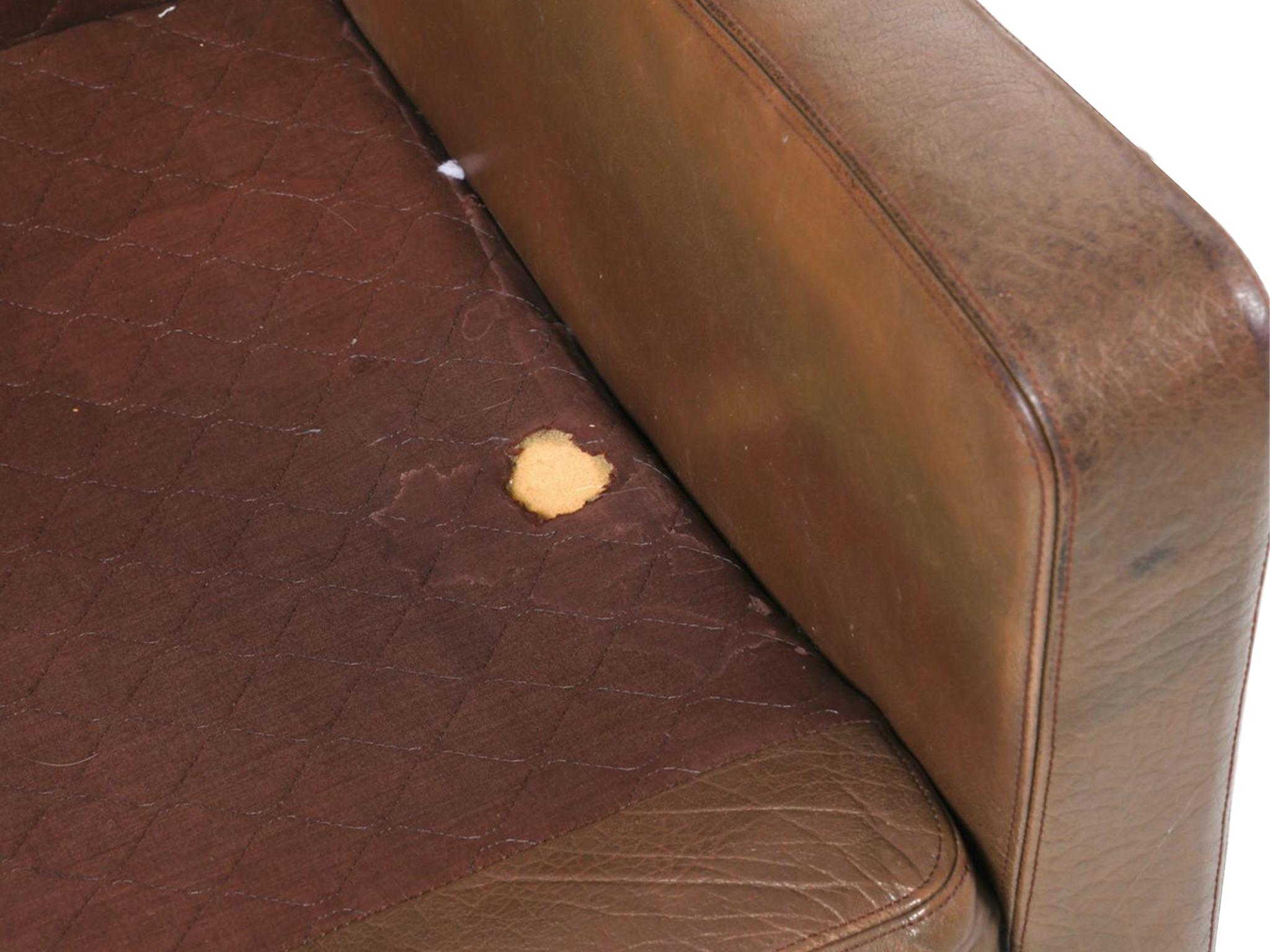 Børge Mogensen Style Leather Armchairs with Ottomans - a Pair For Sale 6