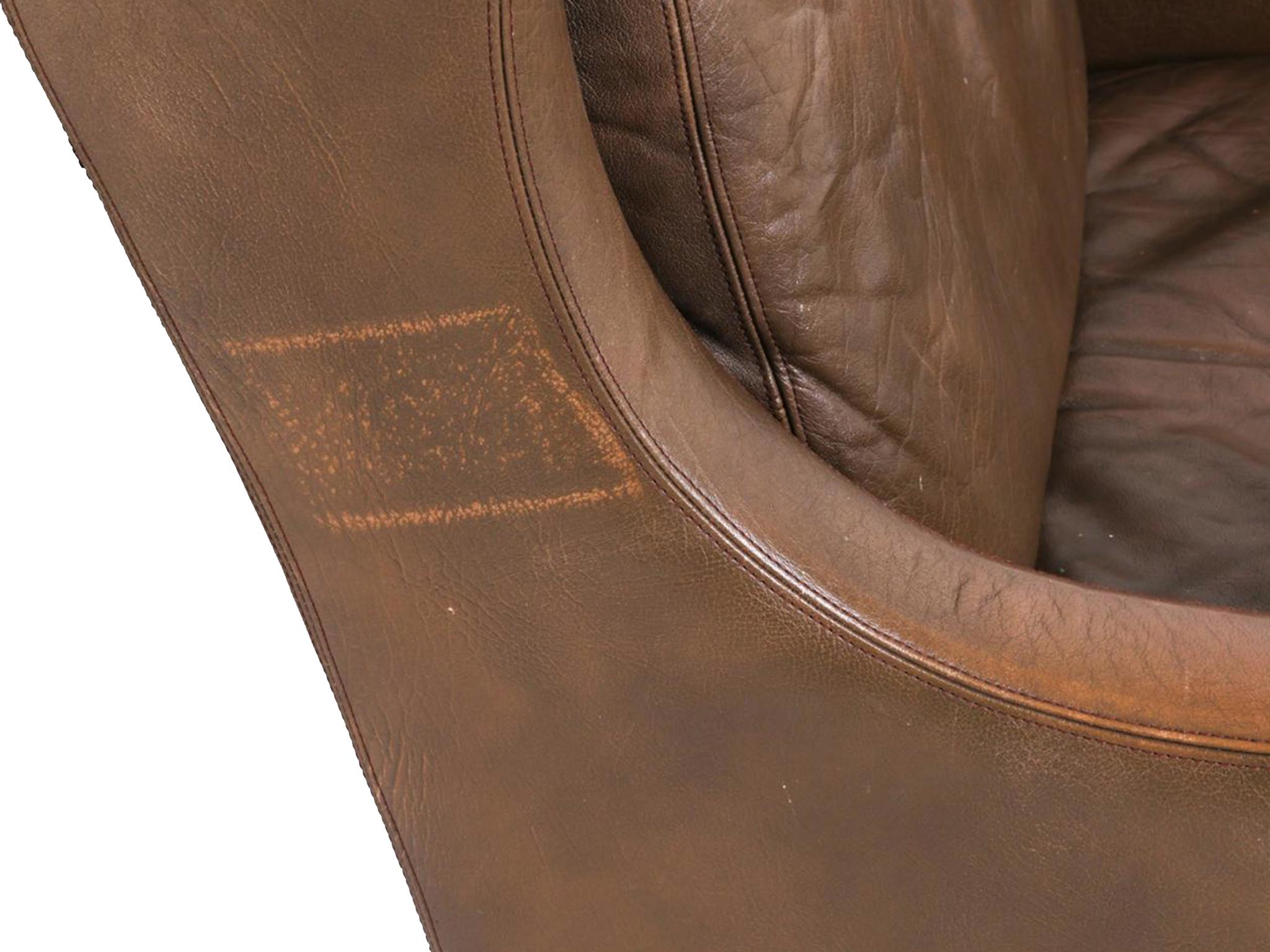 Børge Mogensen Style Leather Armchairs with Ottomans - a Pair For Sale 2