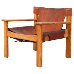 Børge Mogensen Style "Natura" Leather Safari Style Lounge Chair by Karin Mobring