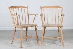 Børge Mogensen Style Pair of Windsor Armchairs of Beech Wood, Denmark, 1970s