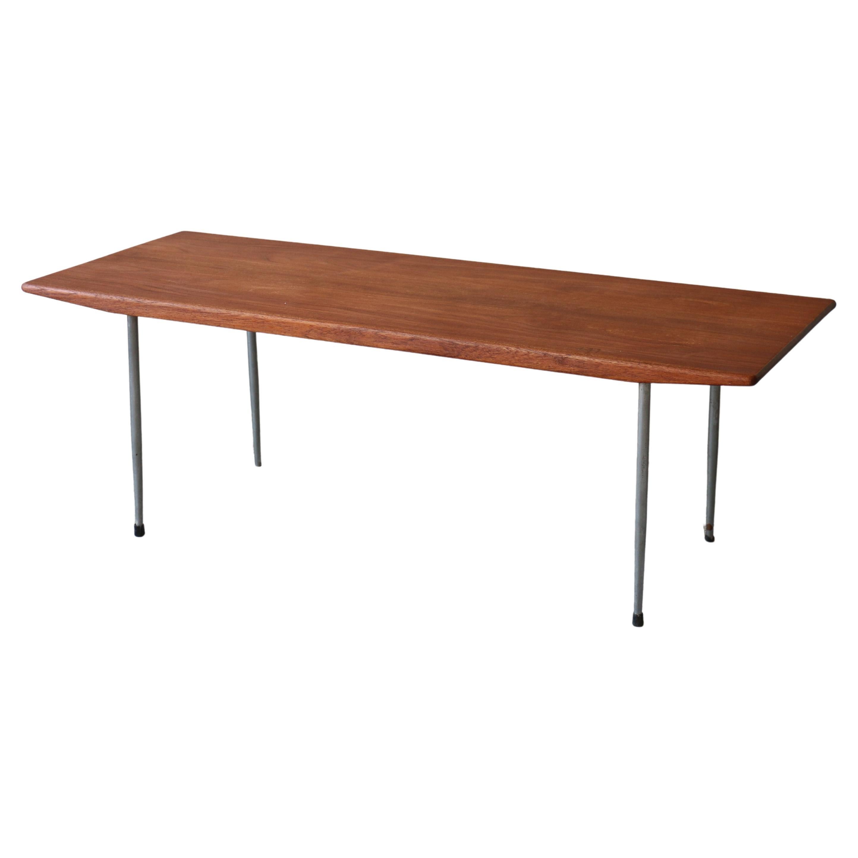 Børge Mogensen, Tage Kristensen, Teak Coffee Table with Steel Legs For Sale