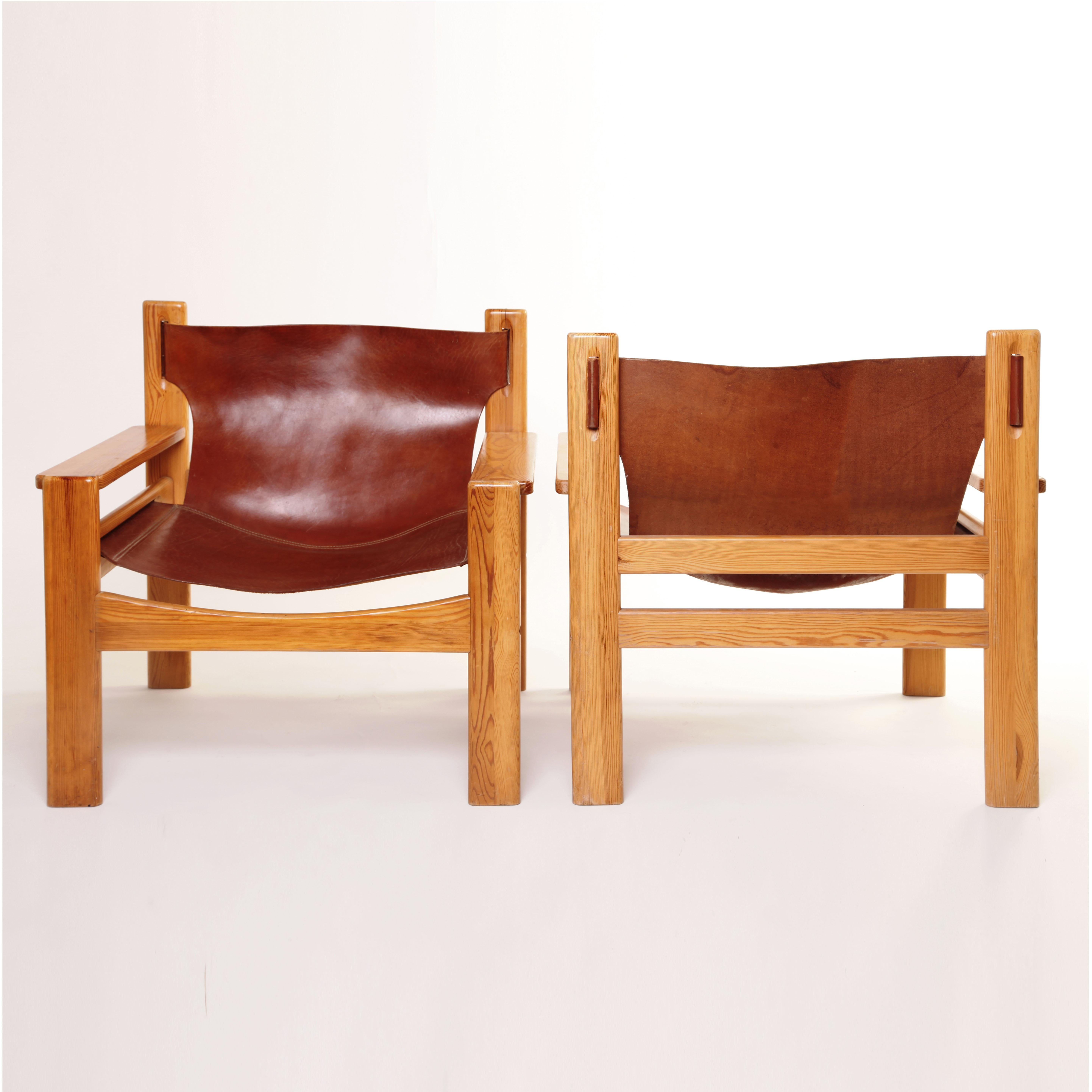 Mid-Century Modern Børge Mogensen Tan Saddle Lounge Leather Armchairs, 1950s  In Good Condition For Sale In London, GB